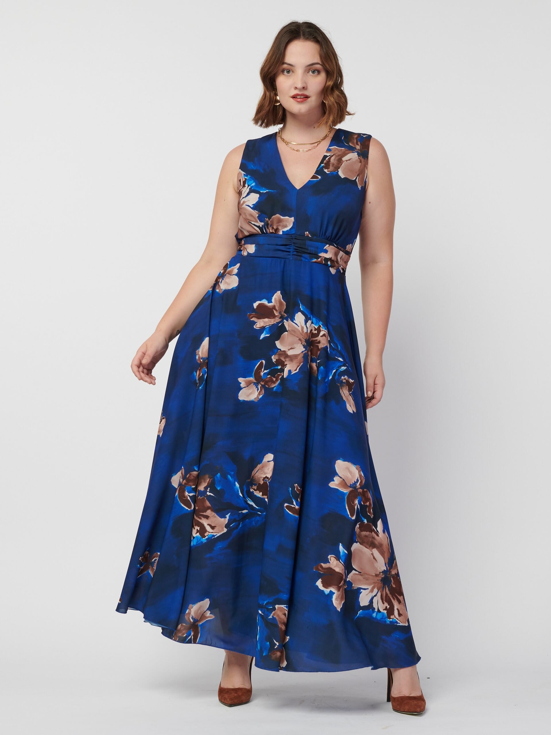 Curvy Rinascimento Satin Long Dress