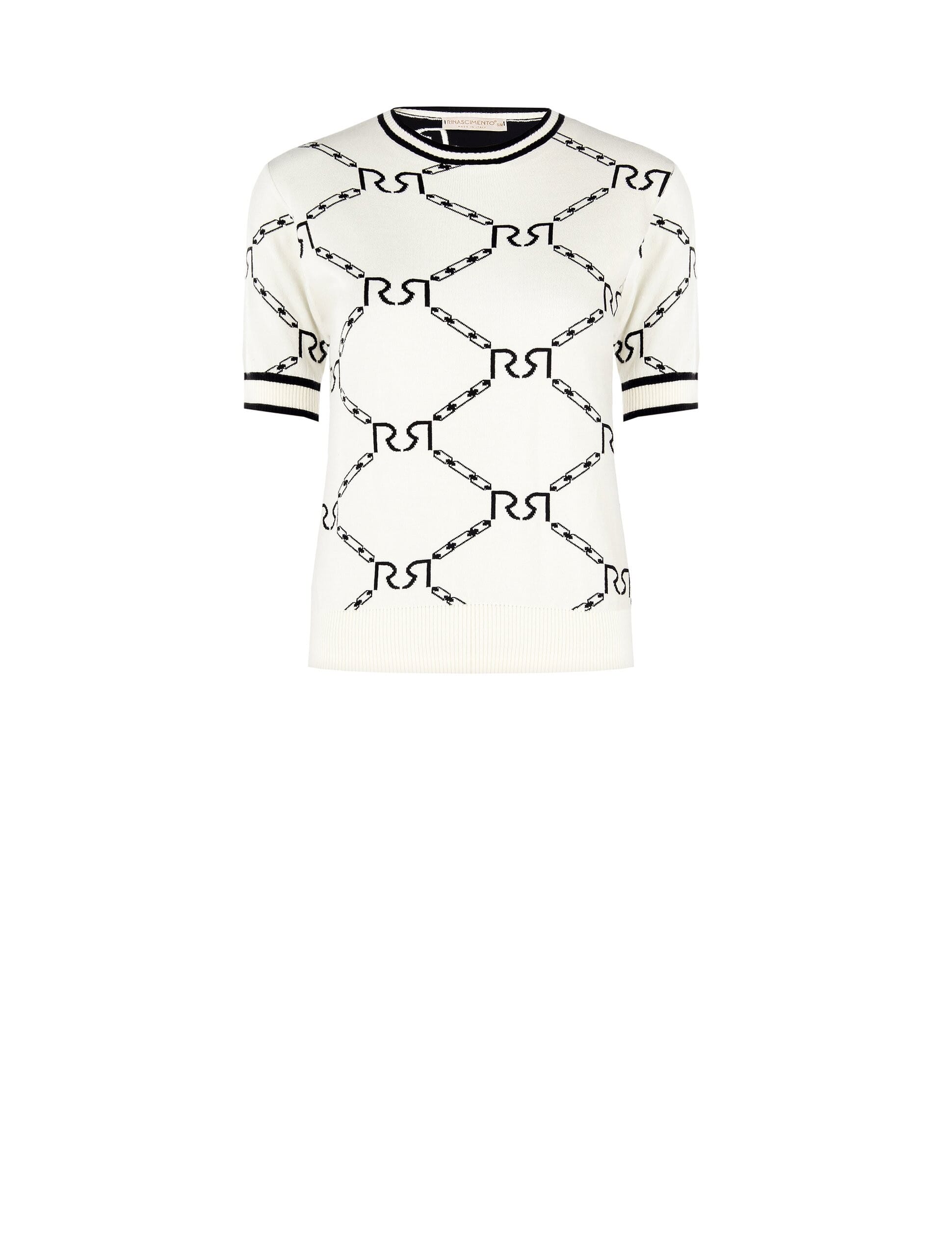 Short-sleeved Sweater With Chains And RR Logo Pattern Rinascimento