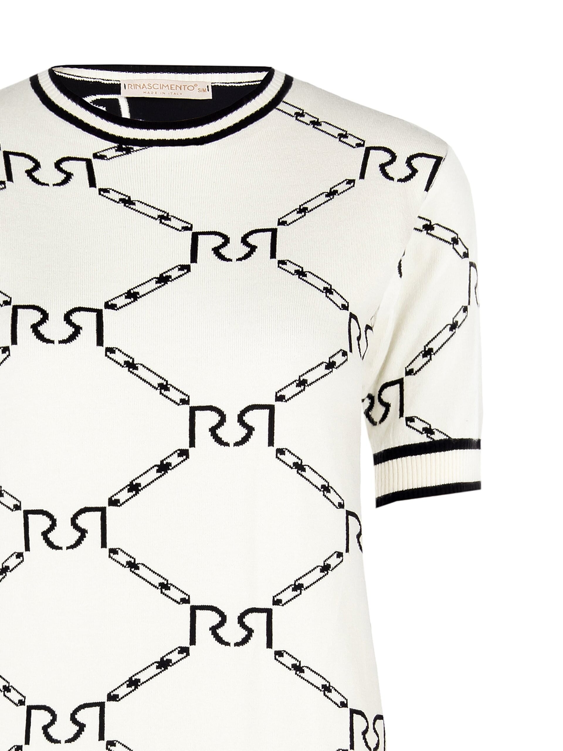 Short-sleeved Sweater With Chains And RR Logo Pattern Rinascimento