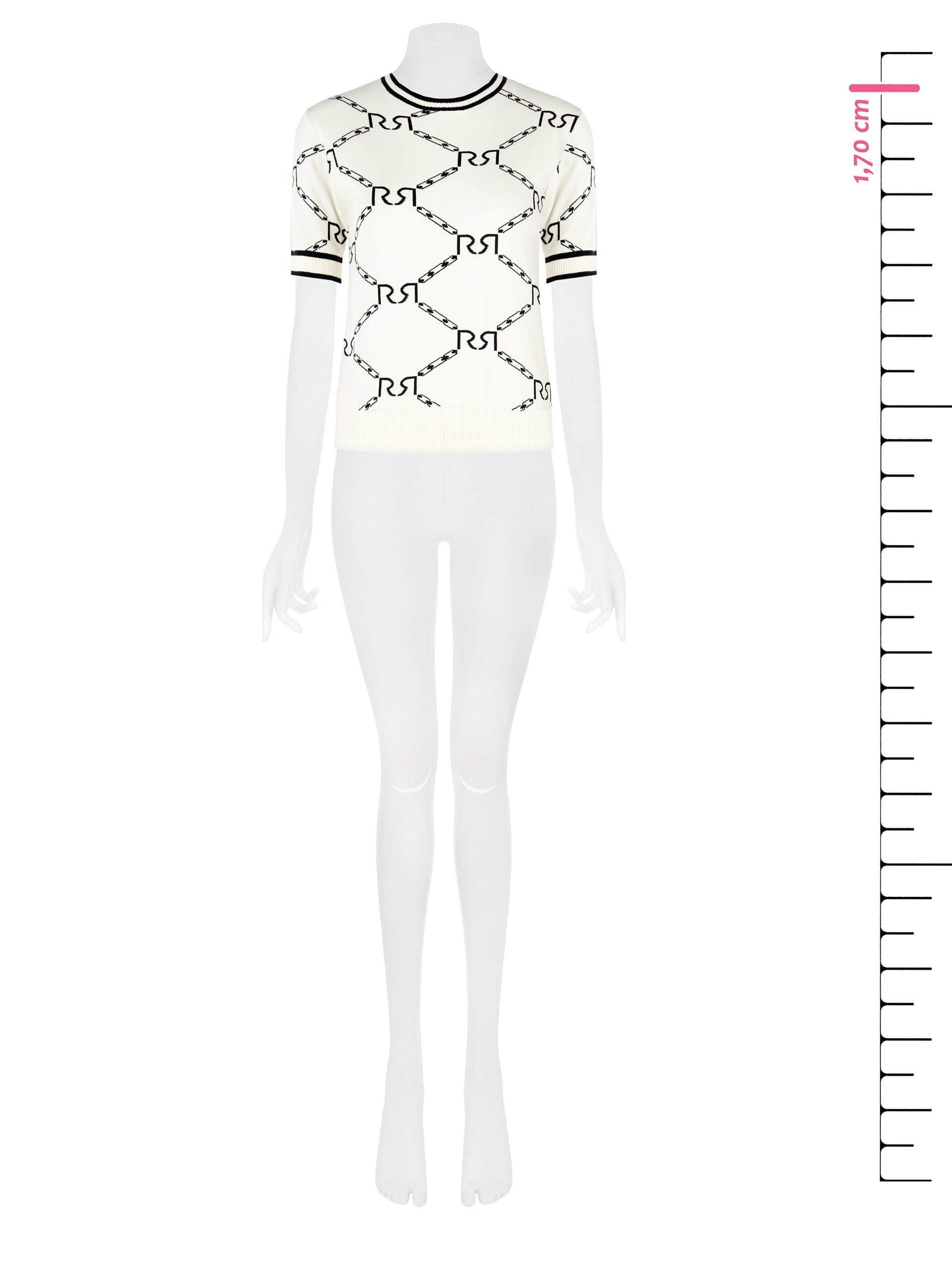Short-sleeved Sweater With Chains And RR Logo Pattern Rinascimento