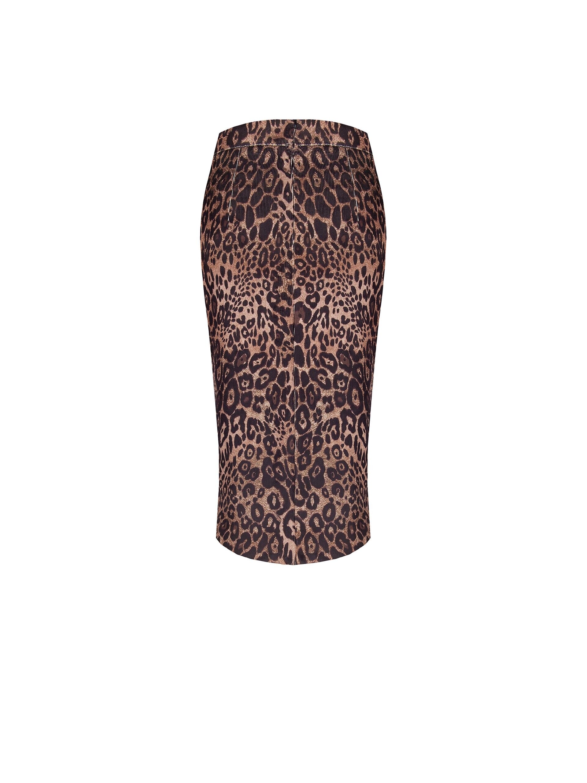 Jupe crayon en velours tacheté côtelé avec fente et détails en dentelle Rinascimento