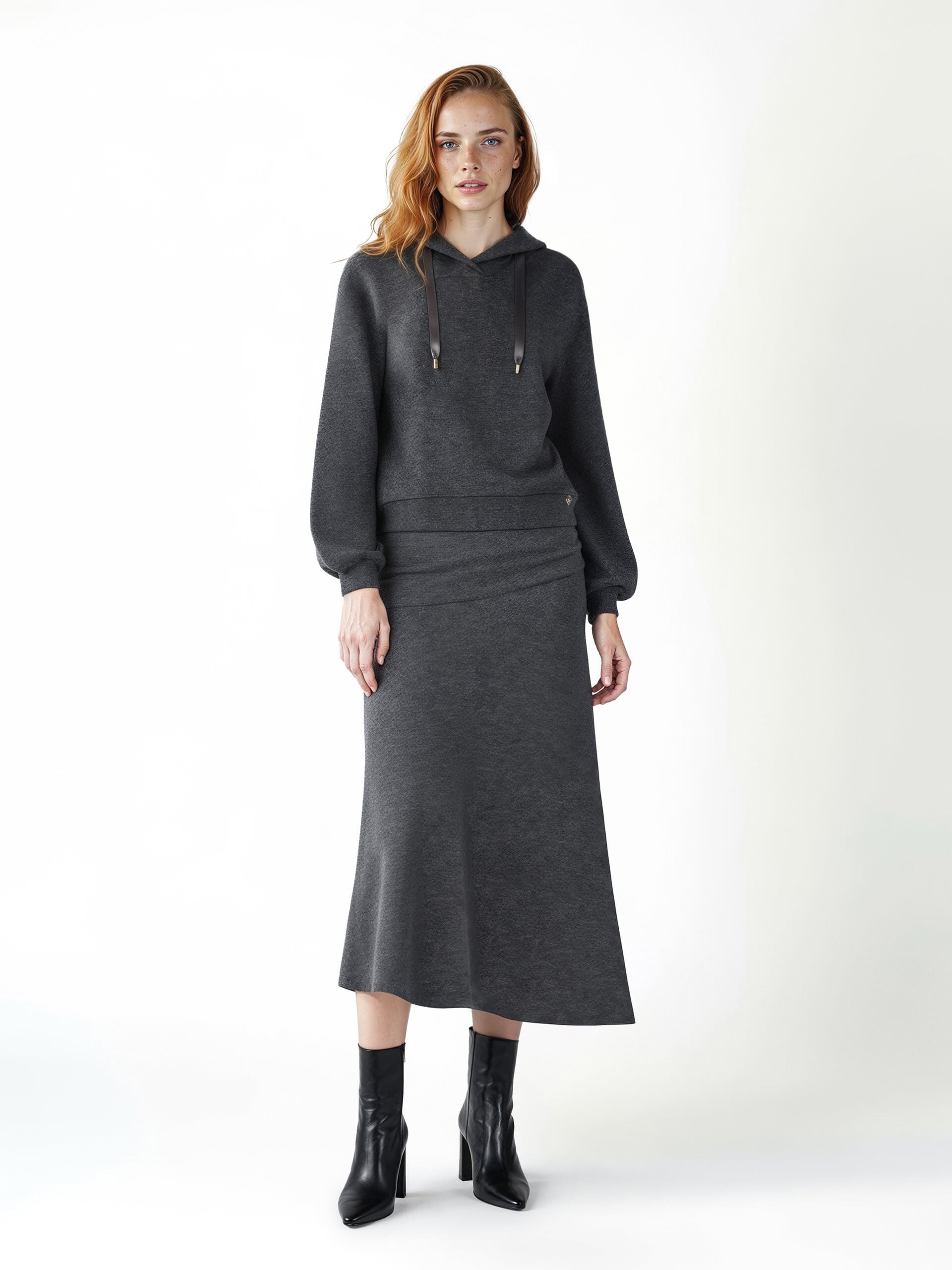 Jupe midi en maille tourbillonnante et asymétrique bouclée sur un côté Rinascimento