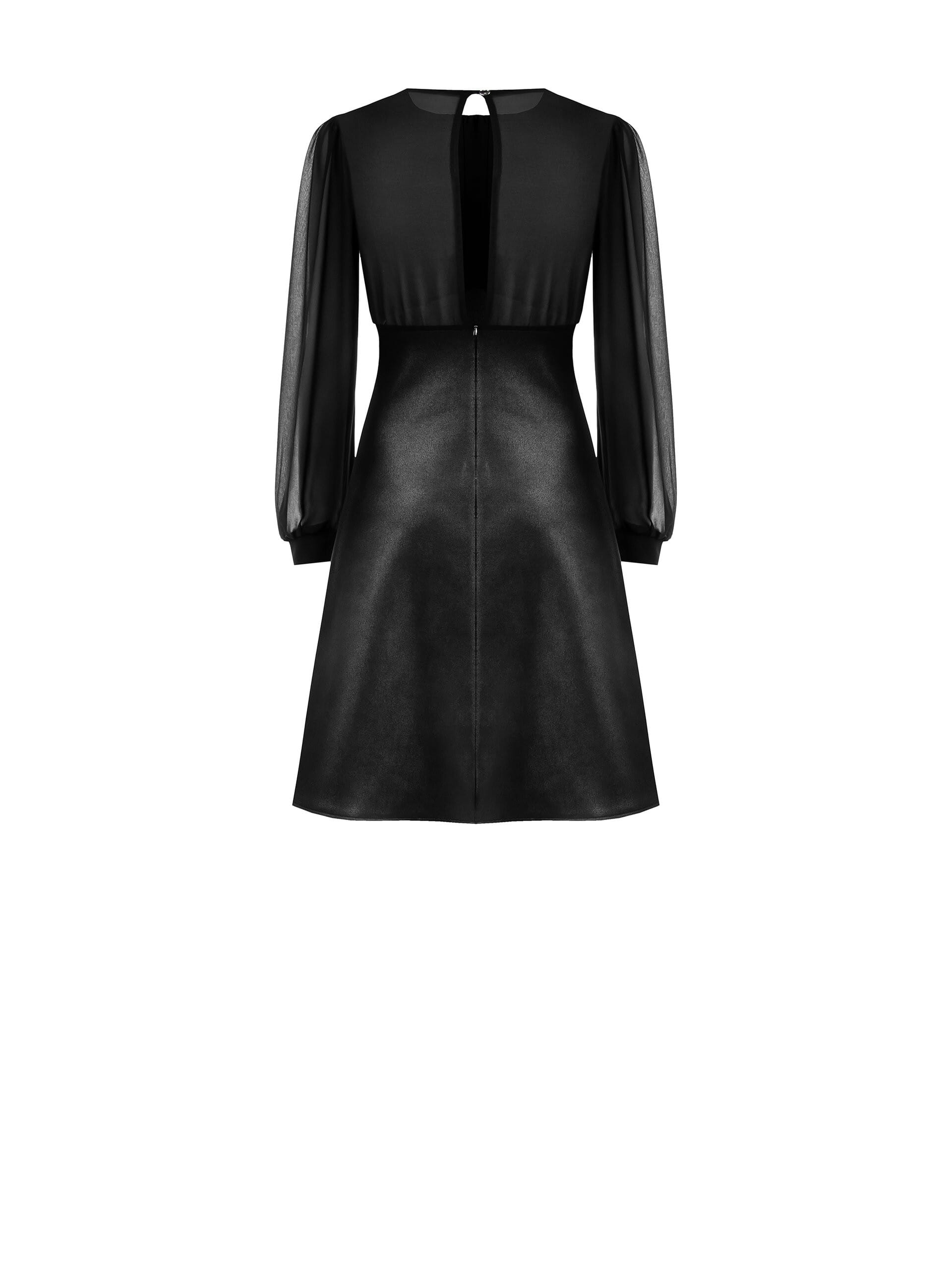 Abito A Ruota In Jersey Spalmato Effetto Pelle Con Top In Georgette Rinascimento