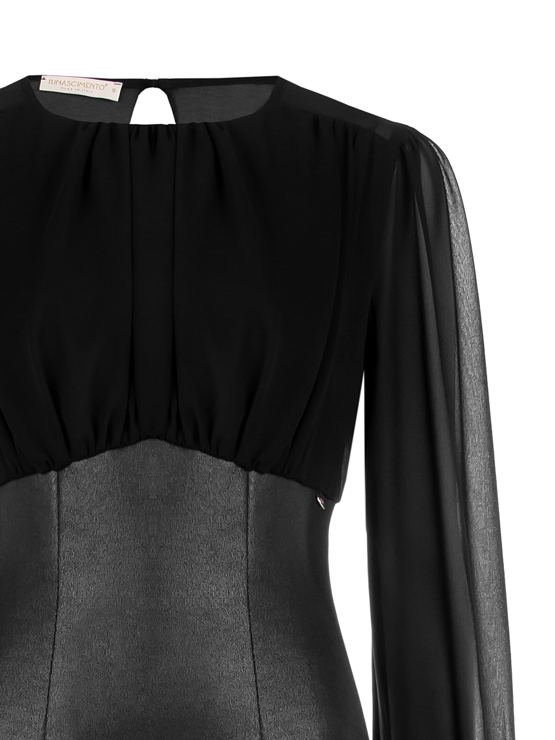 Abito A Ruota In Jersey Spalmato Effetto Pelle Con Top In Georgette Rinascimento