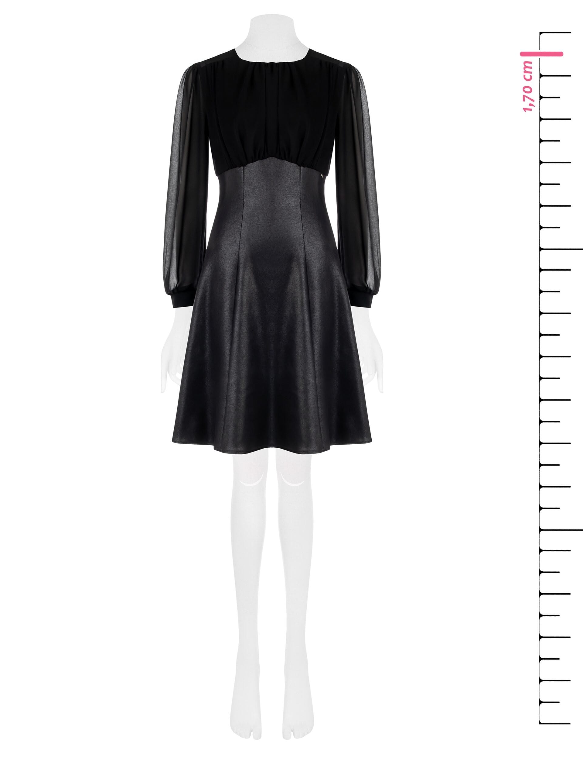 Abito A Ruota In Jersey Spalmato Effetto Pelle Con Top In Georgette Rinascimento