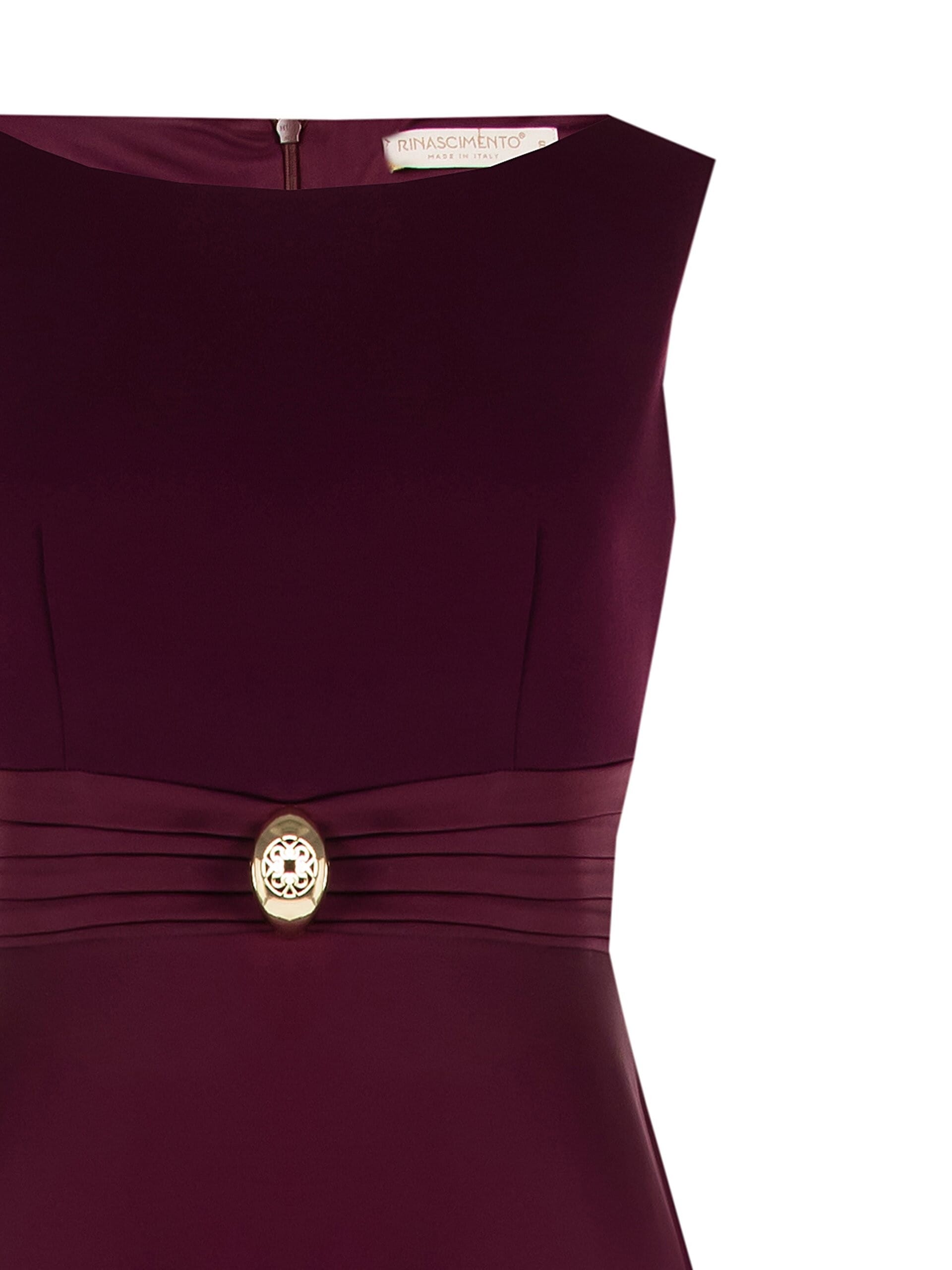 Abito Lungo A Ruota In Raso Con Top In Scuba Crepe E Gioello Logo Rinascimento