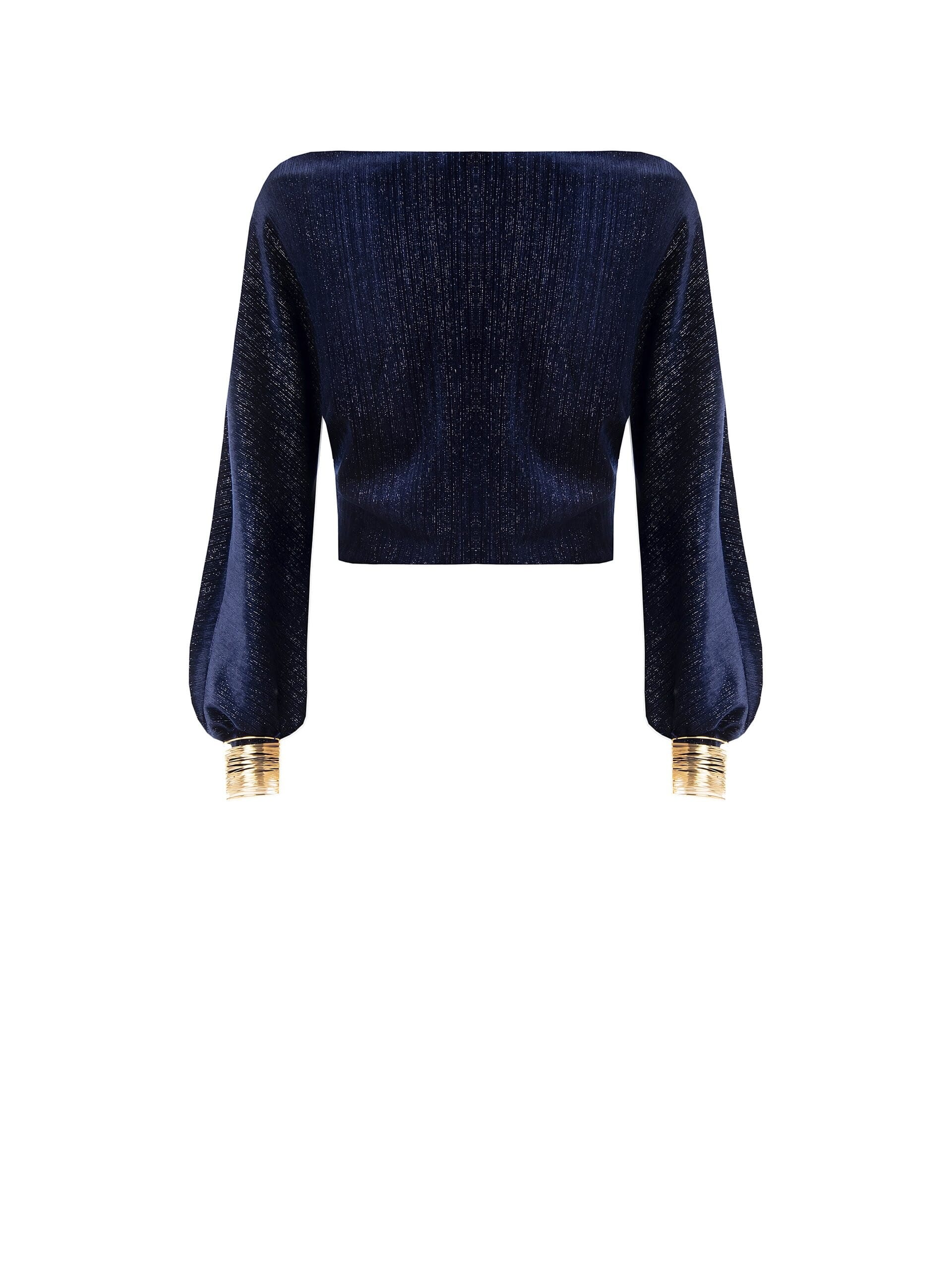 Top In Velluto Con Finitura Glitterata E Bracciali Integrati Nei Polsini Rinascimento