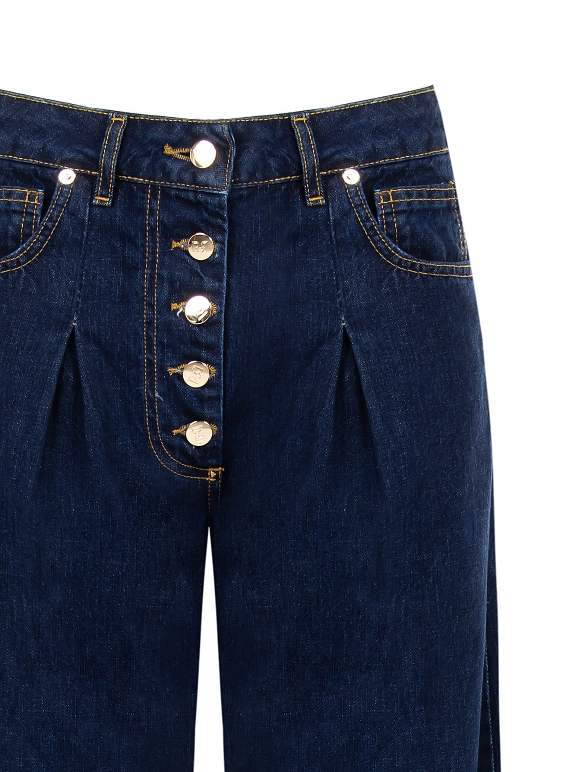 Jeans Wide Leg Con Pinces Rinascimento