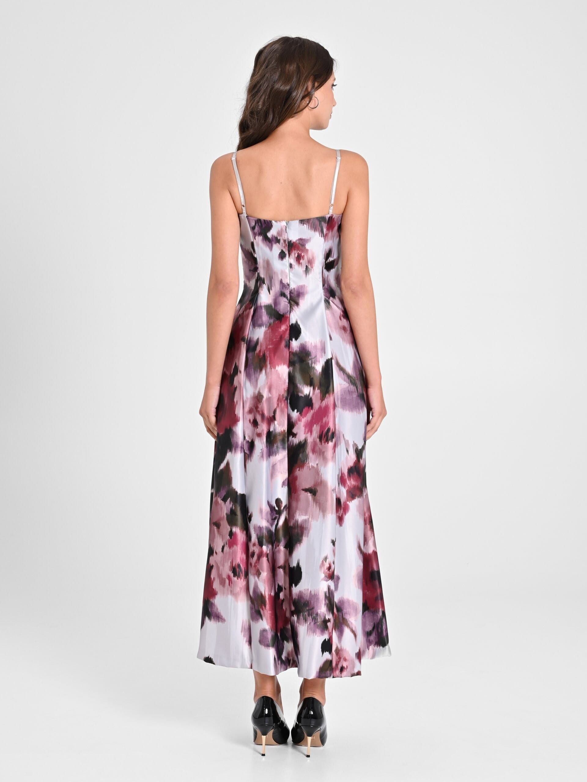 Abito Midi A Ruota In Raso Con Tasche Rinascimento