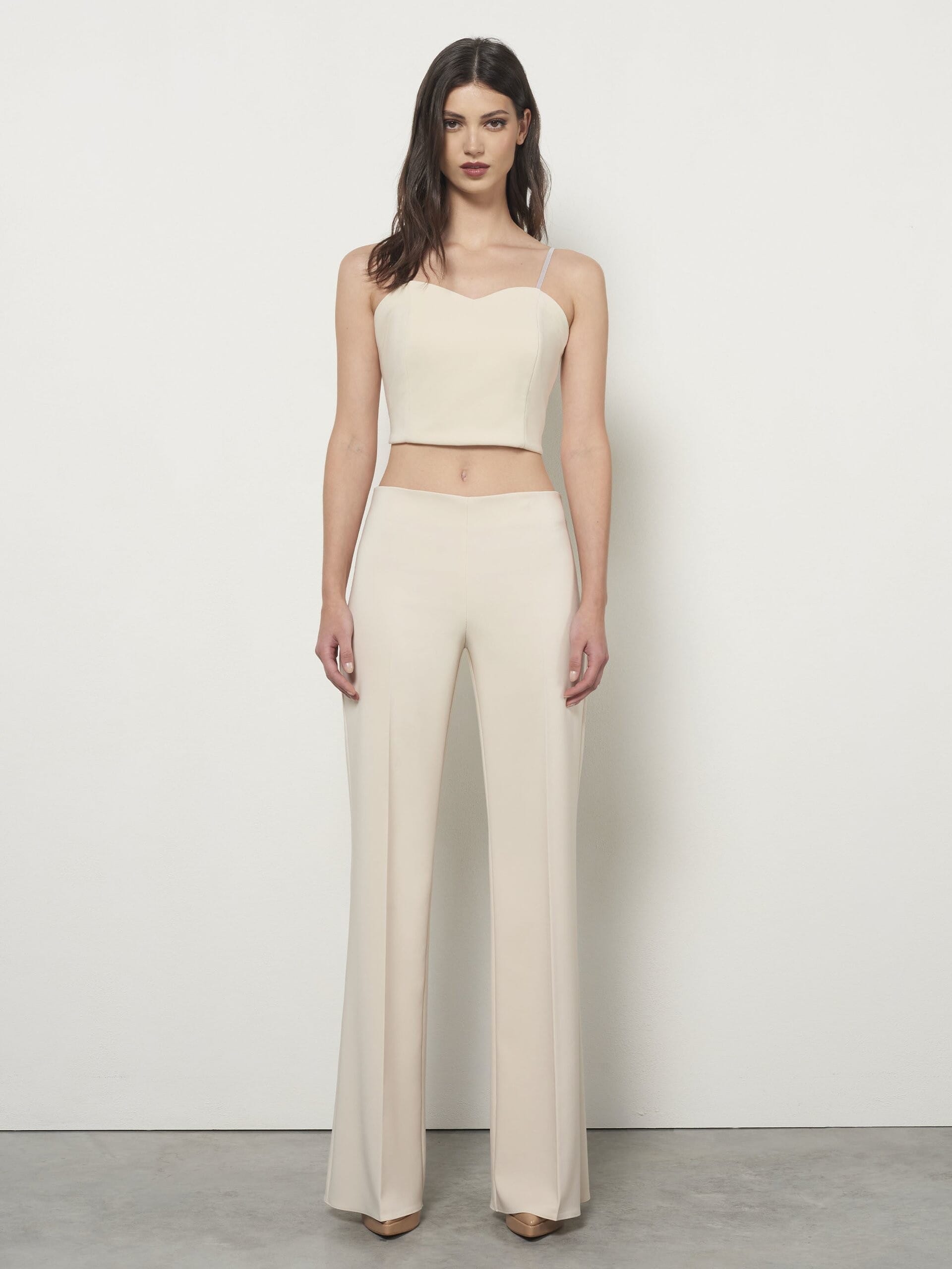 Pantalon palazzo en tissu technique avec fermeture éclair latérale Rinascimento