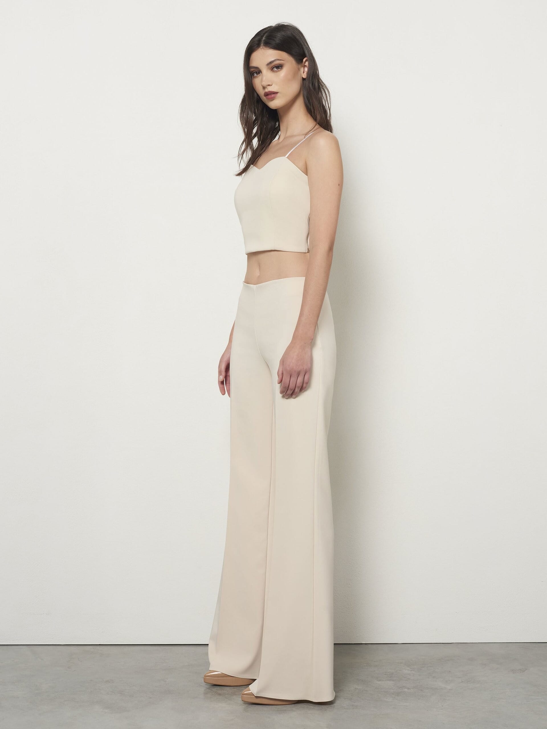 Pantalon palazzo en tissu technique avec fermeture éclair latérale Rinascimento