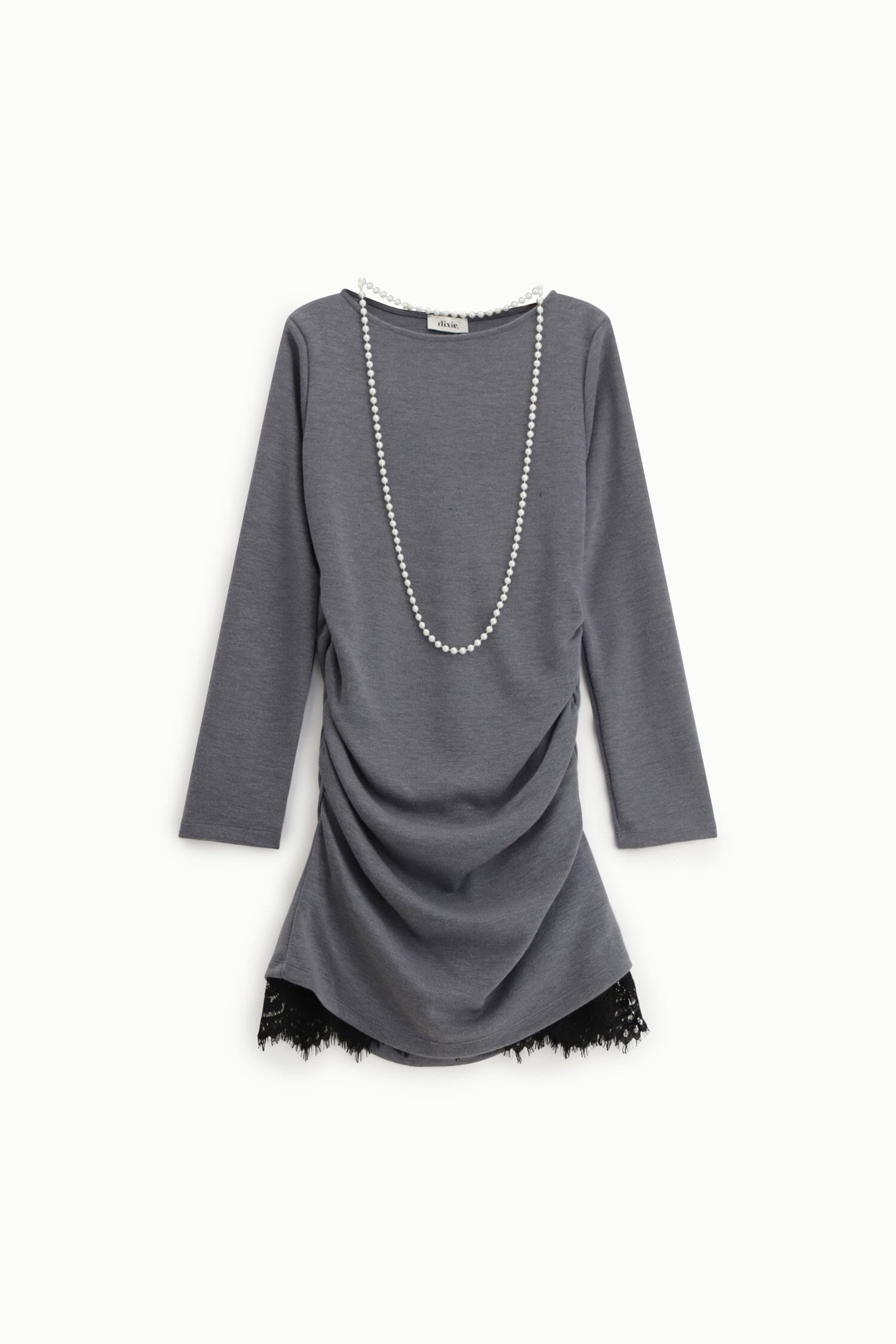 Robe courte drapée avec perles et bordures en dentelle Dixie