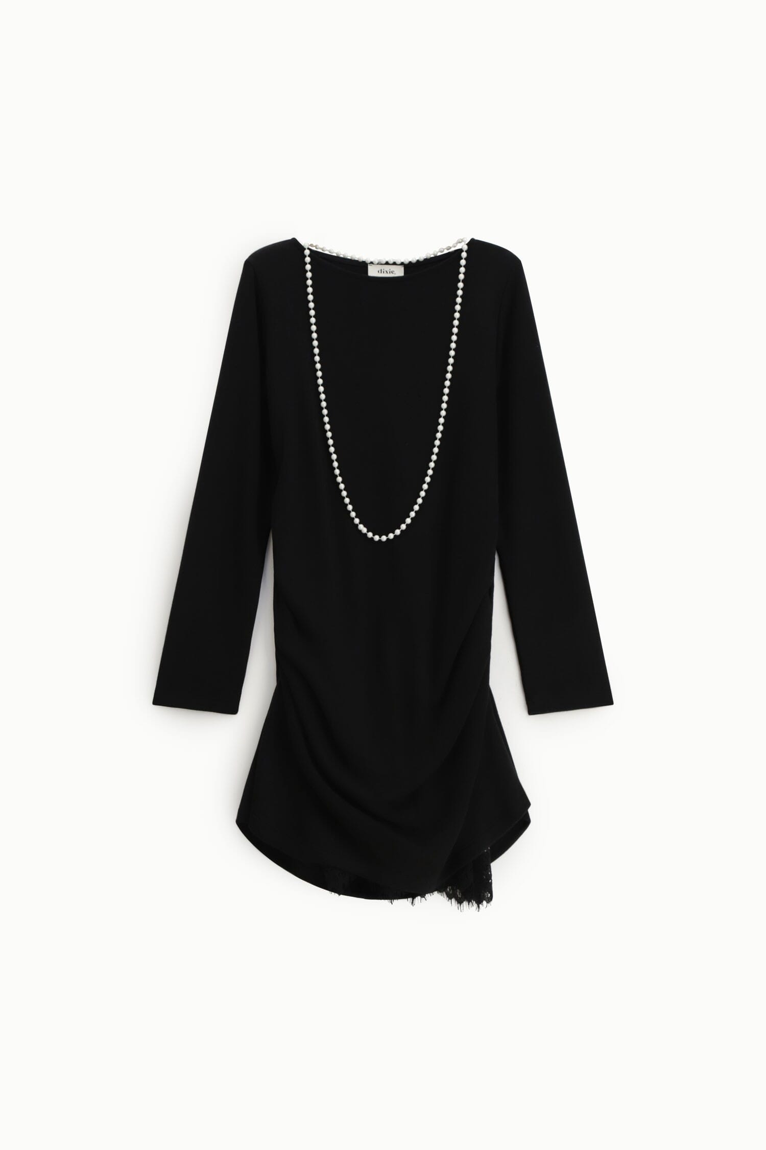 Robe courte drapée avec perles et bordures en dentelle Dixie