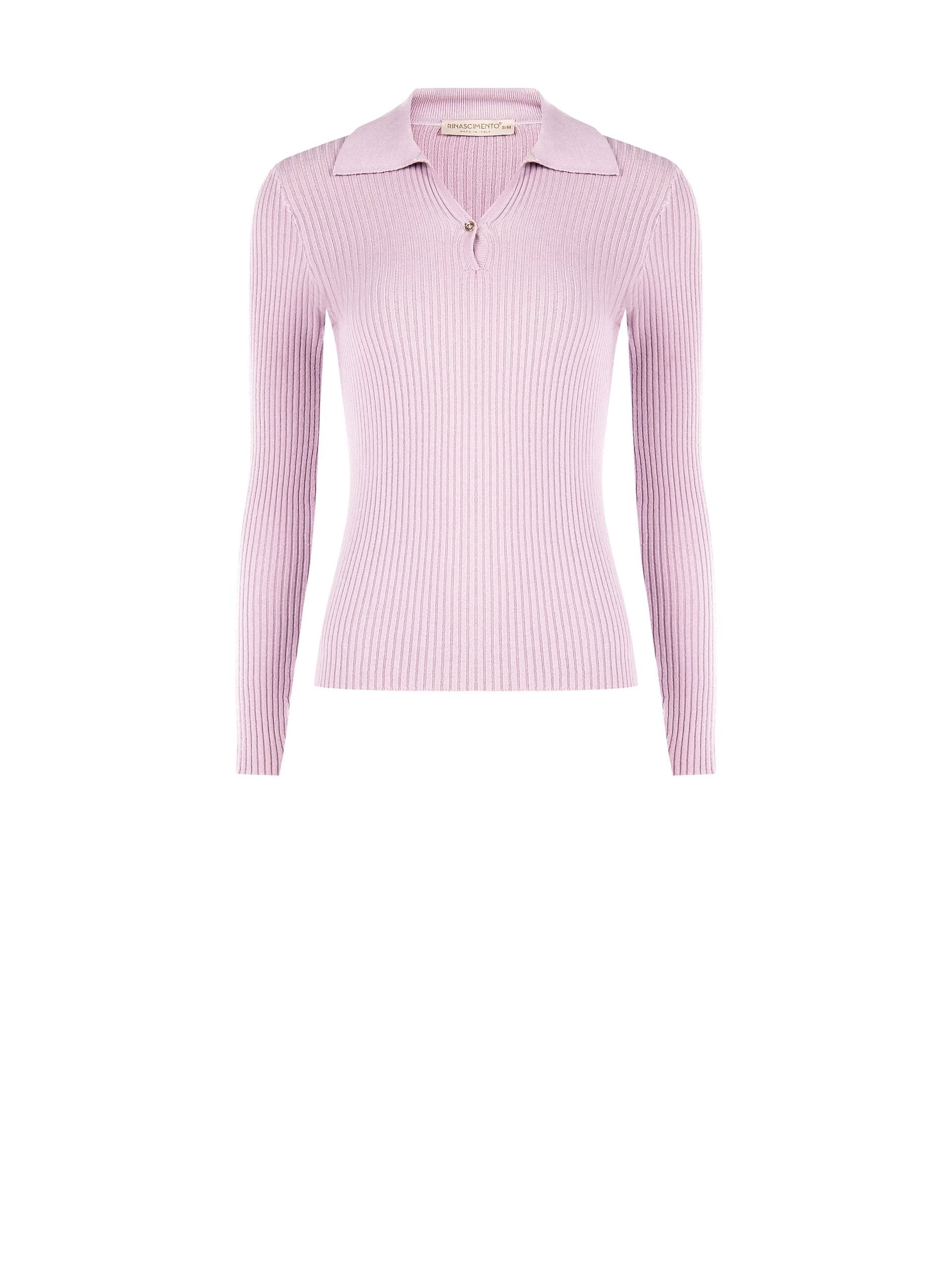 Maglione Polo Aderente In Maglia A Coste Rinascimento