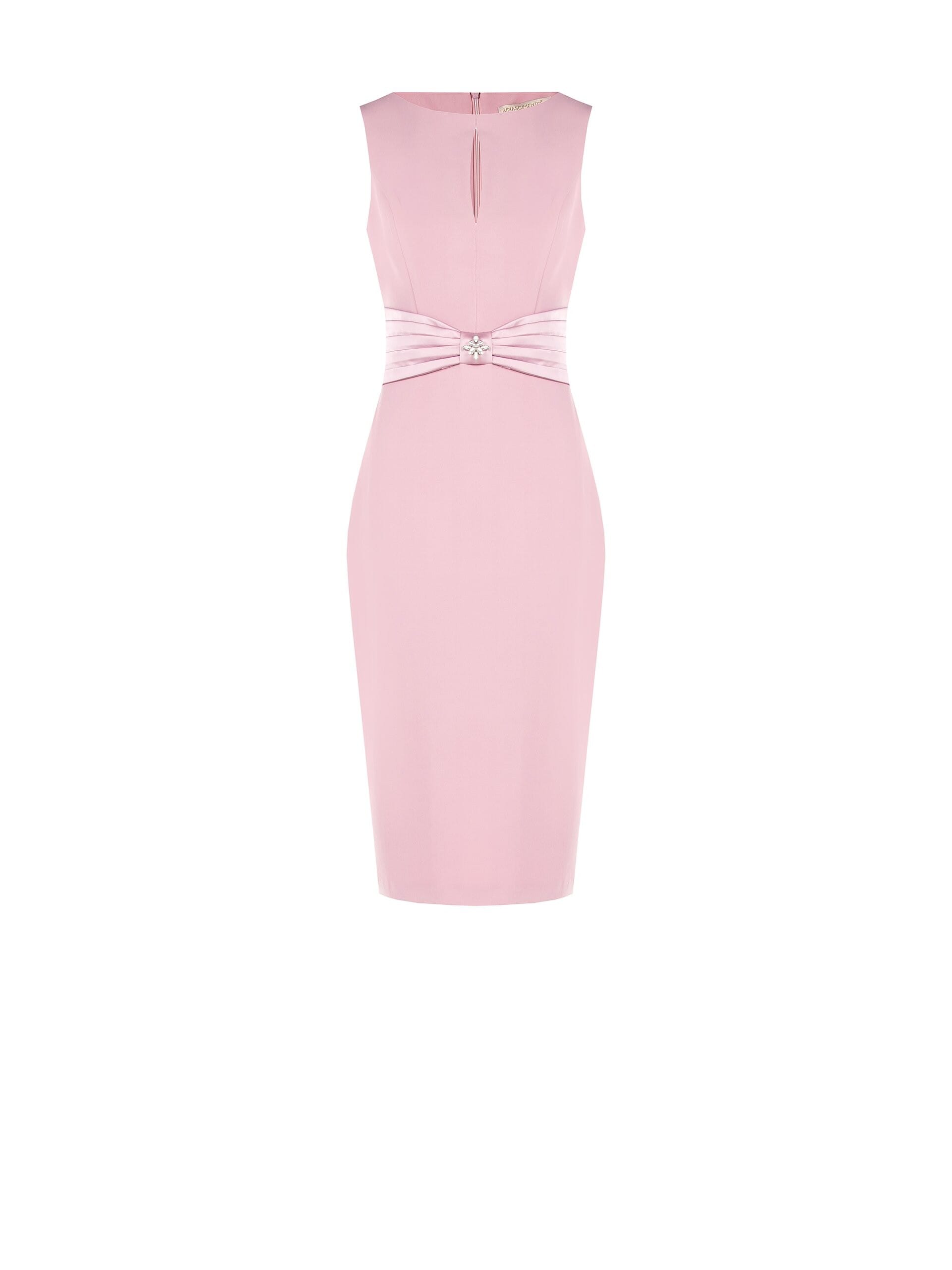 Abito A Tubino Con Fascia In Raso E Dettaglio Gioiello Rinascimento