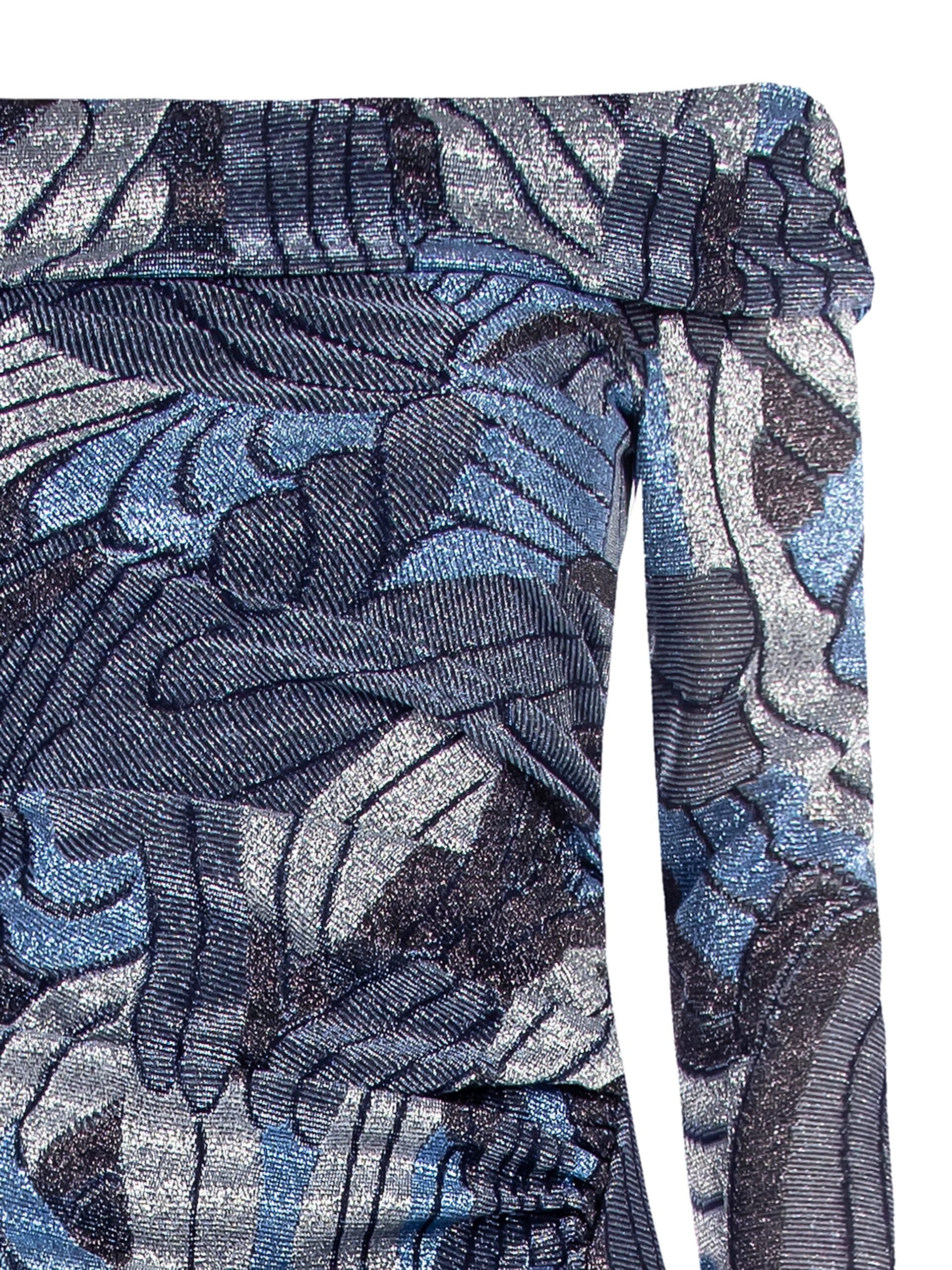 Robe sirène en lurex avec épaules ouvertes et fente sur le devant Rinascimento