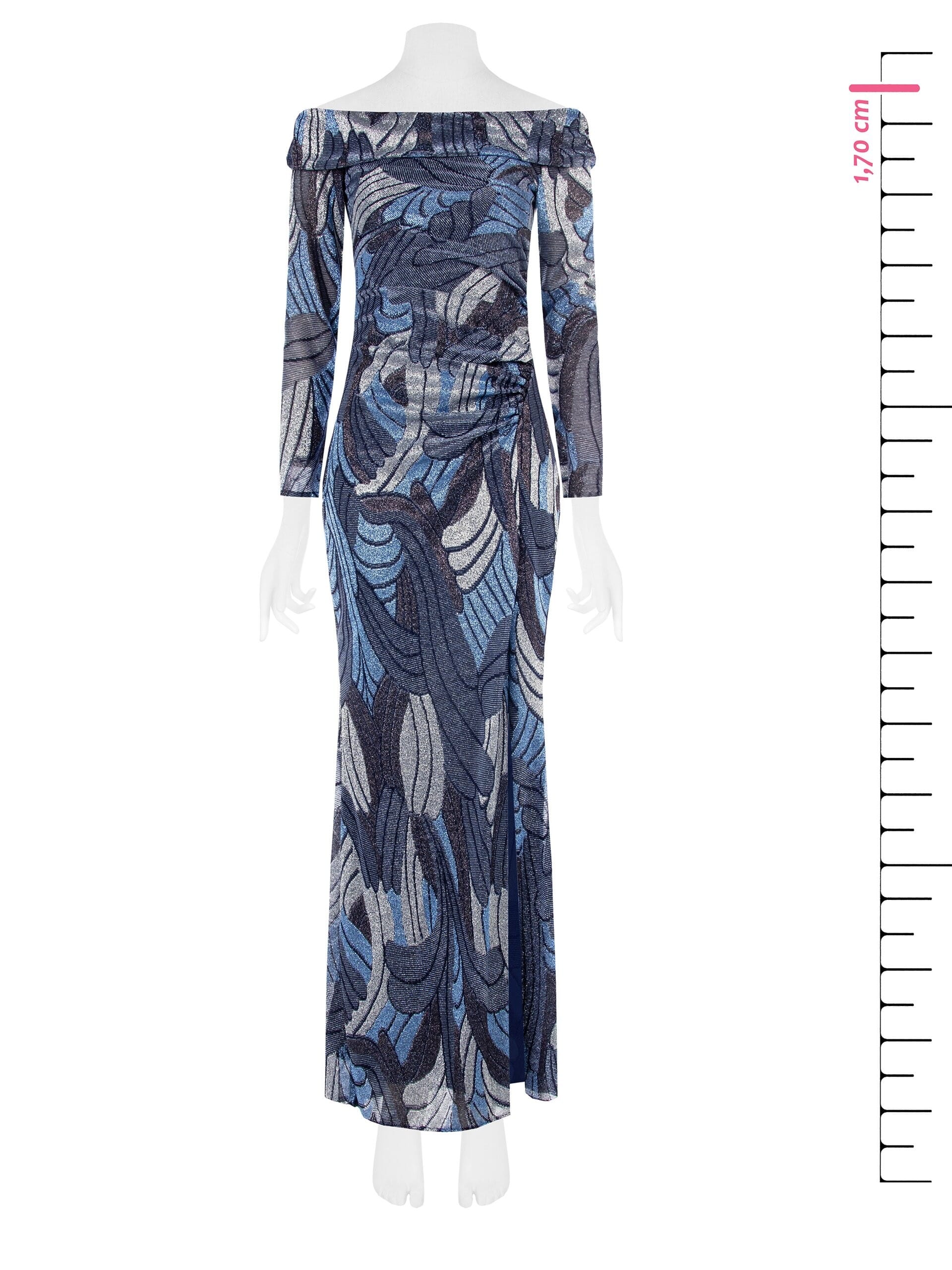 Robe sirène en lurex avec épaules ouvertes et fente sur le devant Rinascimento