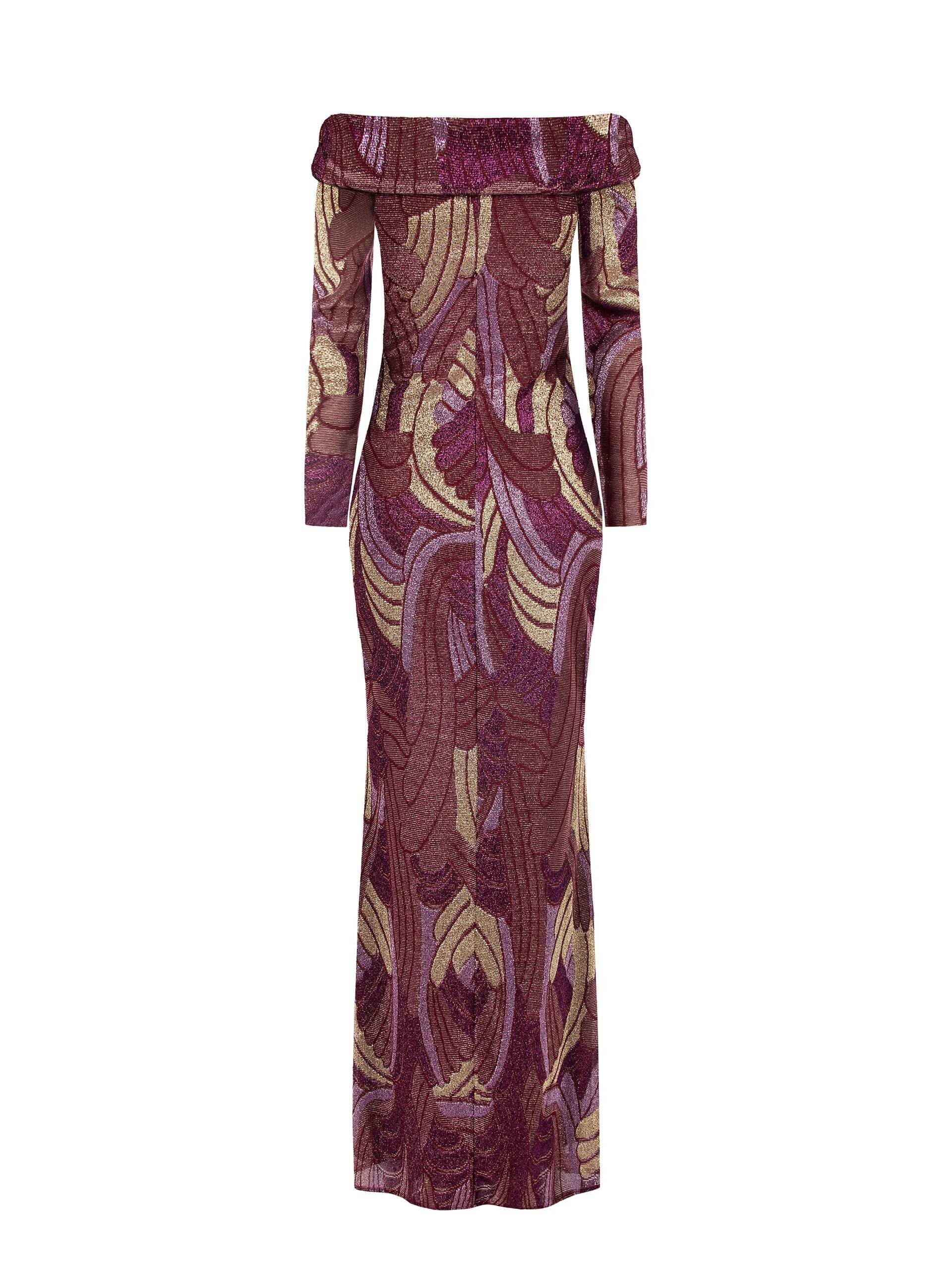 Robe sirène en lurex avec épaules ouvertes et fente sur le devant Rinascimento