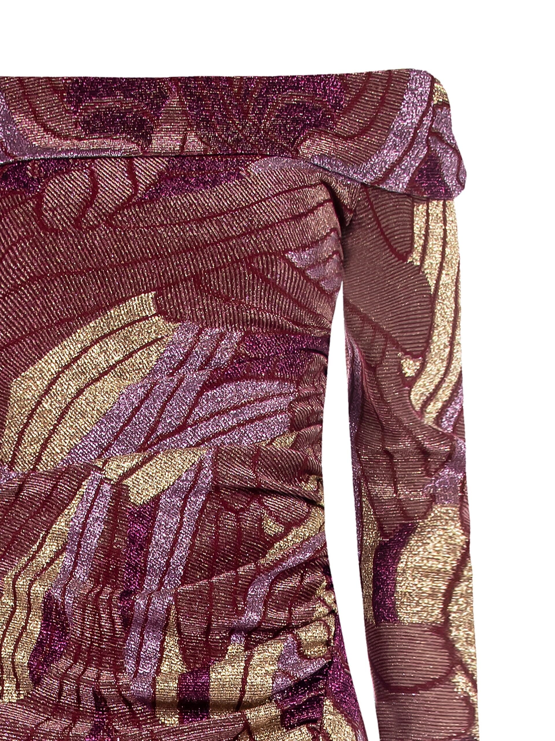 Robe sirène en lurex avec épaules ouvertes et fente sur le devant Rinascimento