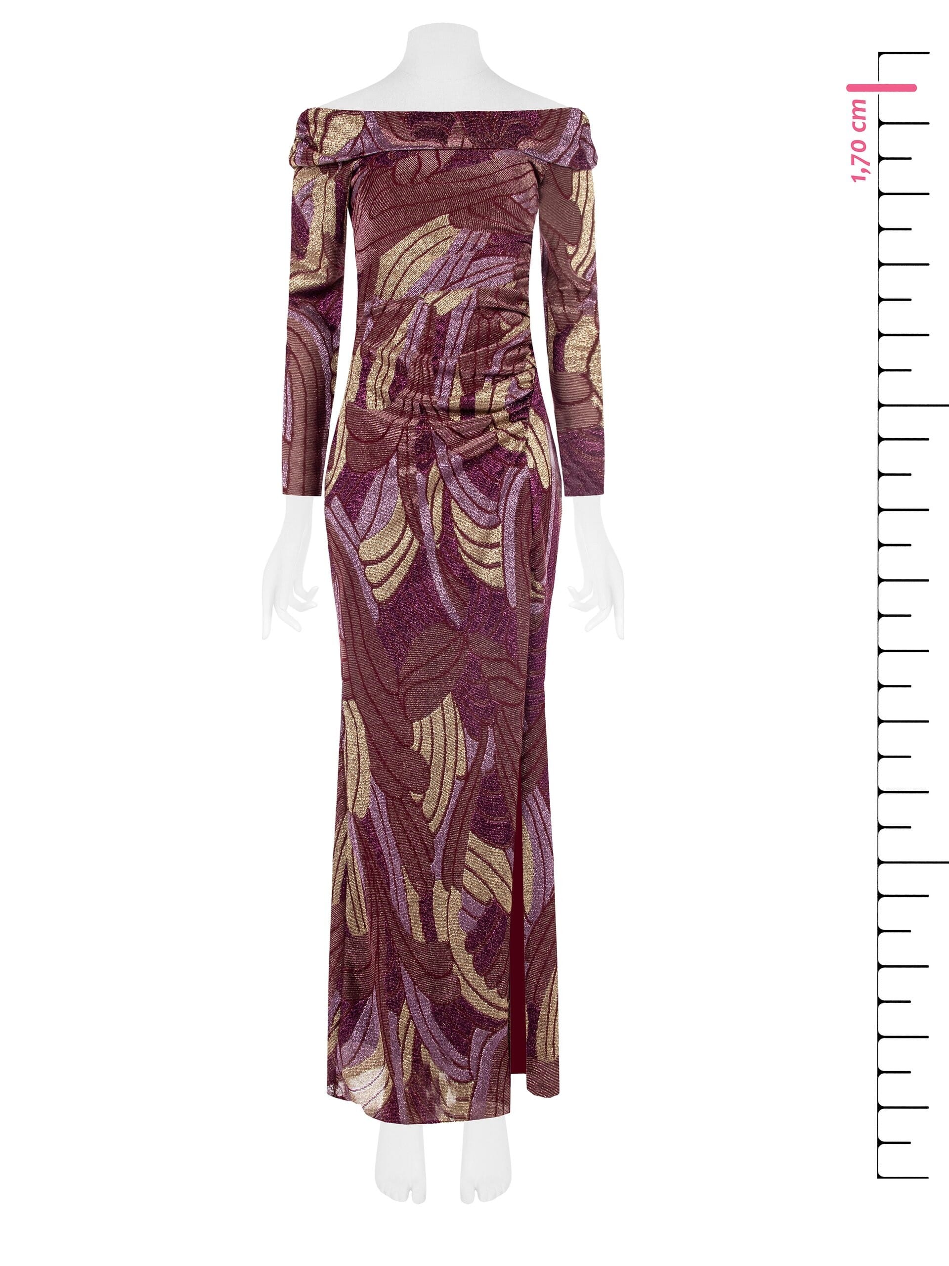 Robe sirène en lurex avec épaules ouvertes et fente sur le devant Rinascimento