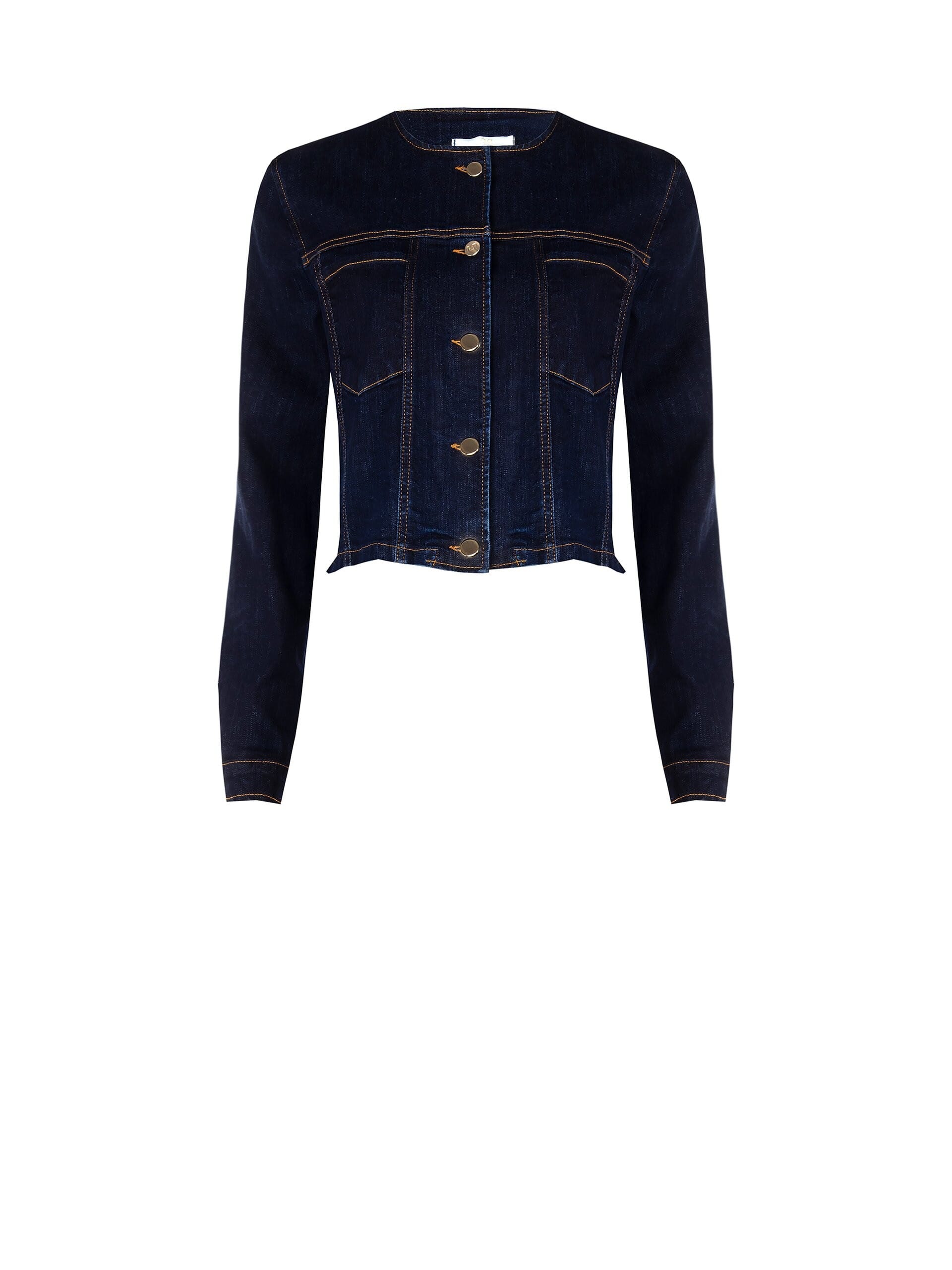 Veste en jean stretch avec dos à volants Rinascimento