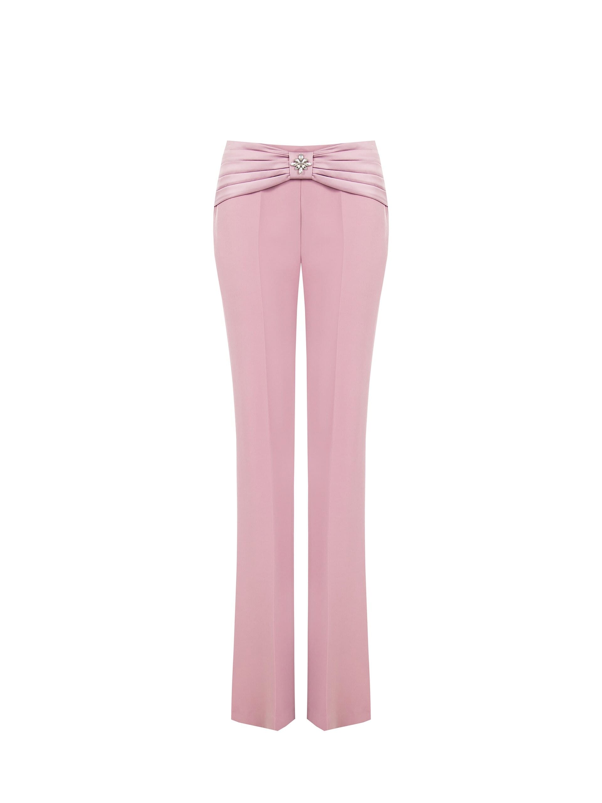 Pantaloni Dritti Con Fascia In Raso E Dettaglio Gioiello Rinascimento