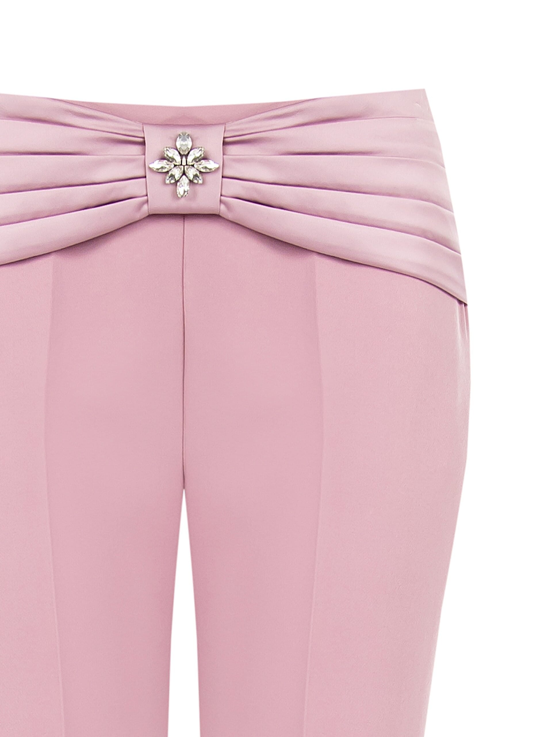 Pantaloni Dritti Con Fascia In Raso E Dettaglio Gioiello Rinascimento