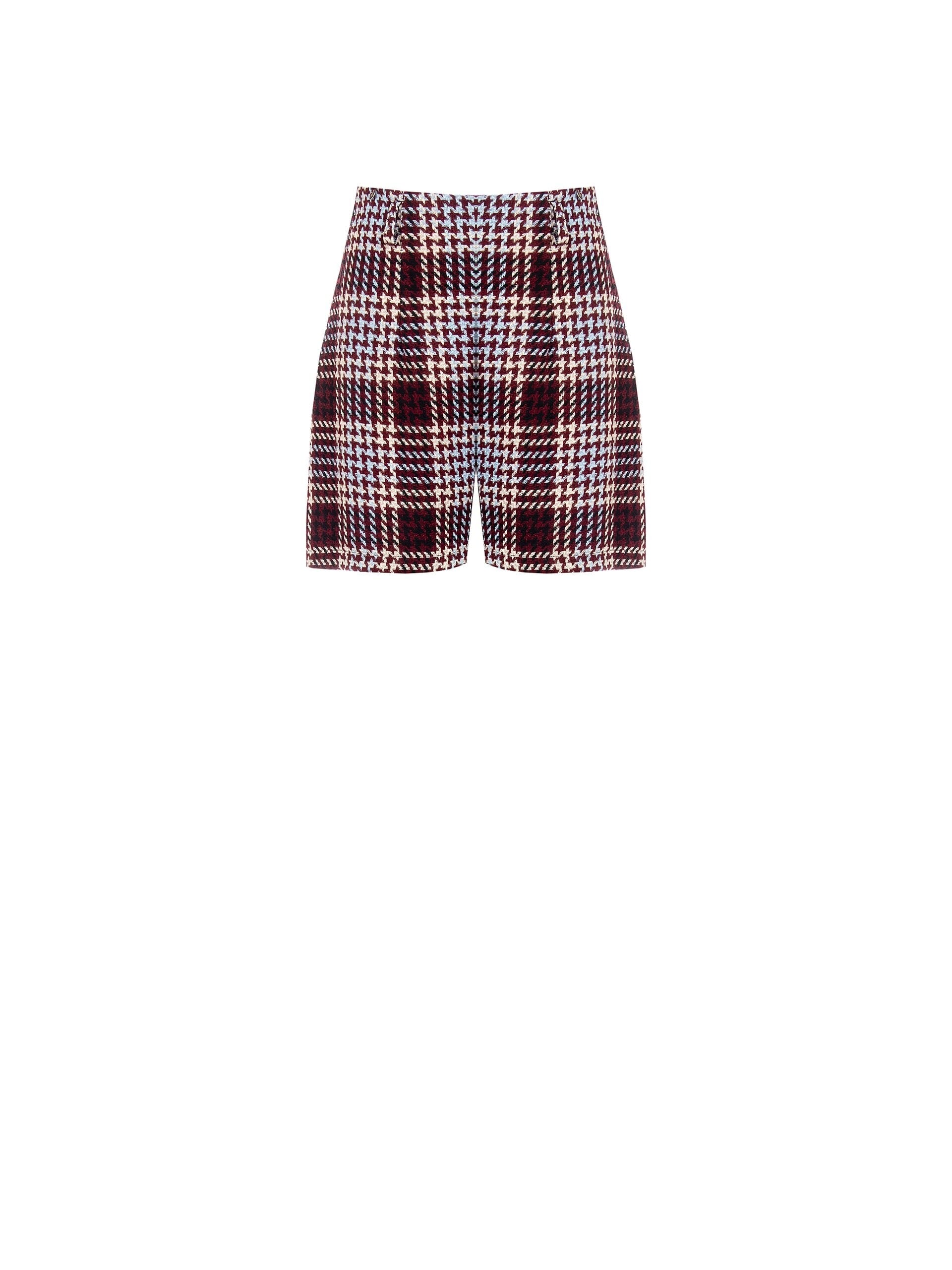 Rinascimento - Pantalon court droit en maille à carreaux et pied-de-poule