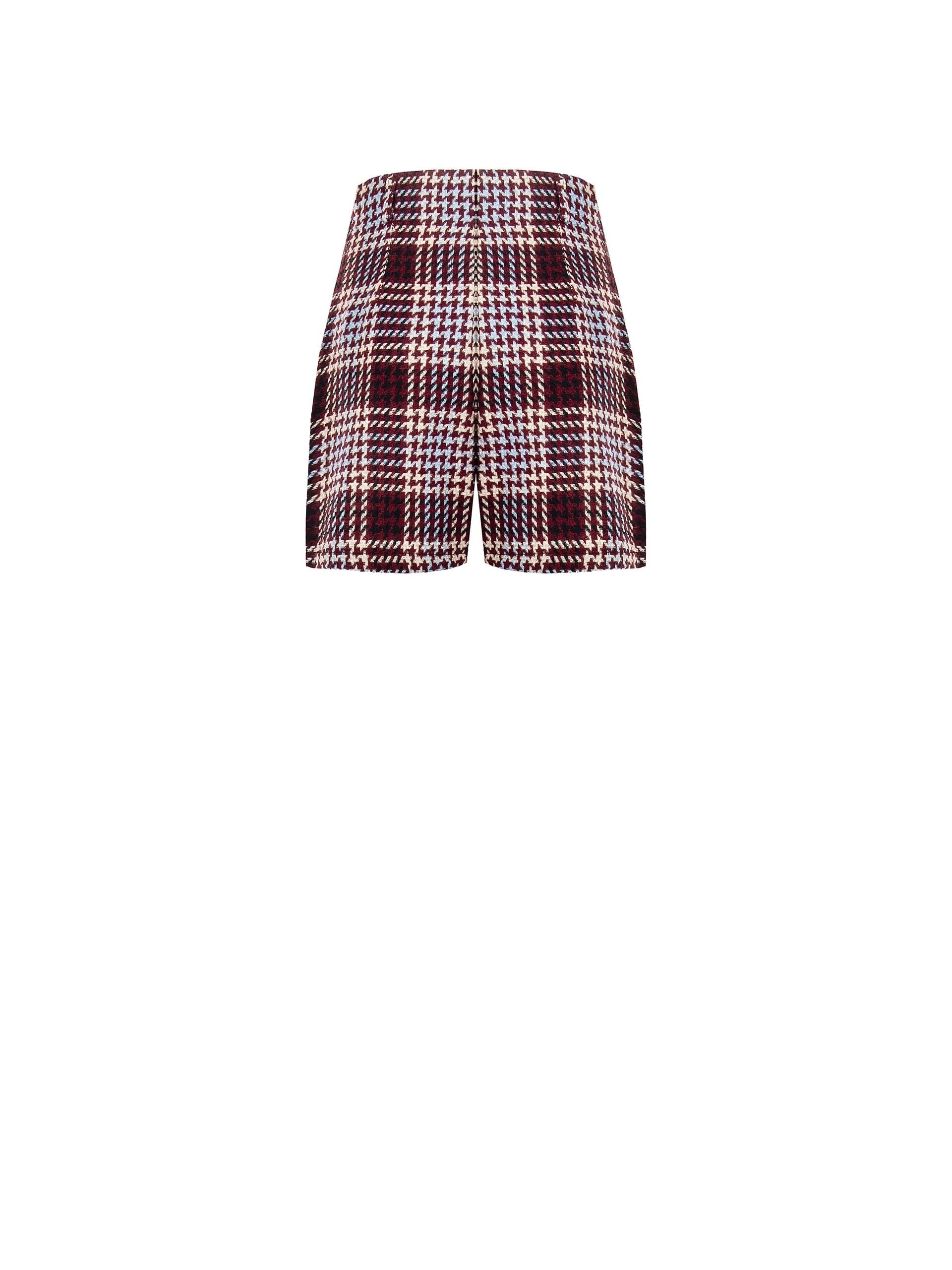 Rinascimento - Pantalon court droit en maille à carreaux et pied-de-poule