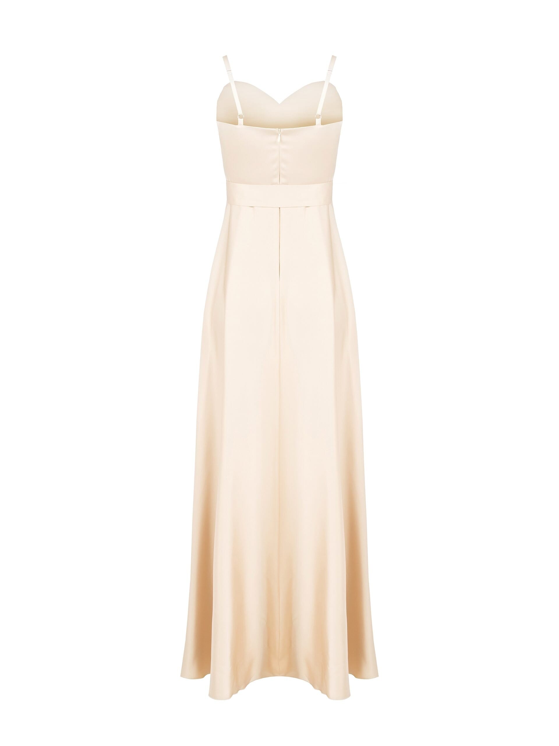 Abito Lungo A Ruota In Raso Con Cintura Gioiello Incorporata Rinascimento