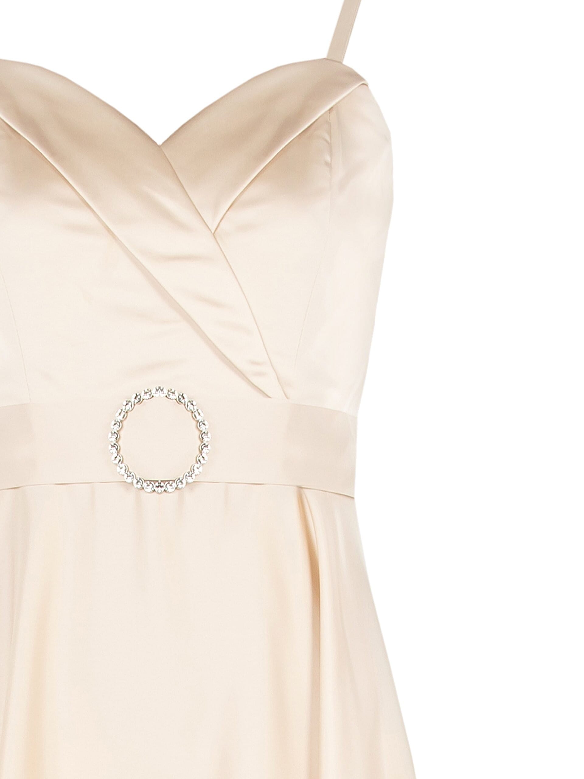 Abito Lungo A Ruota In Raso Con Cintura Gioiello Incorporata Rinascimento