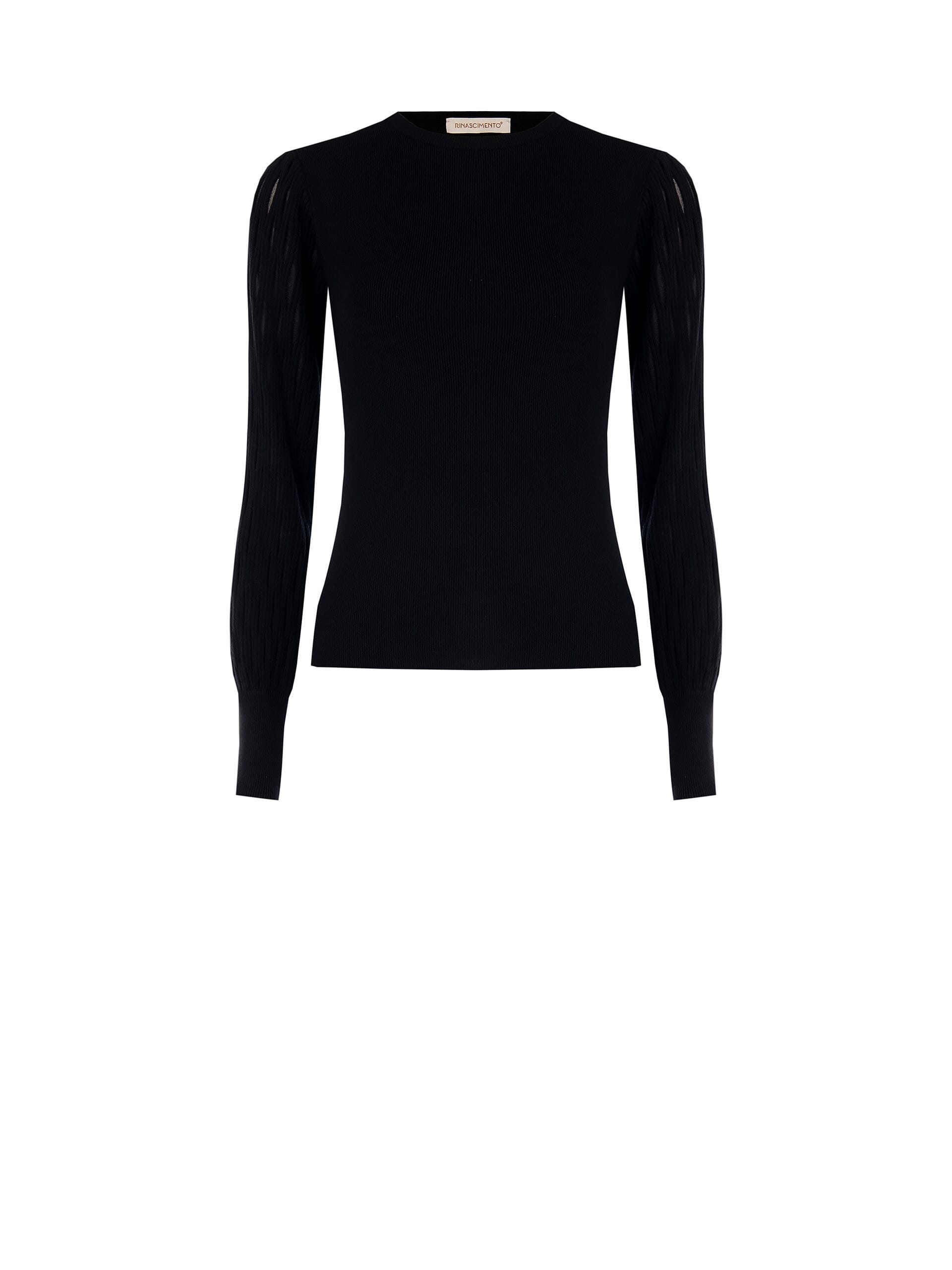 Maglione Aderente Con Maniche Traforate E Tulle Rinascimento