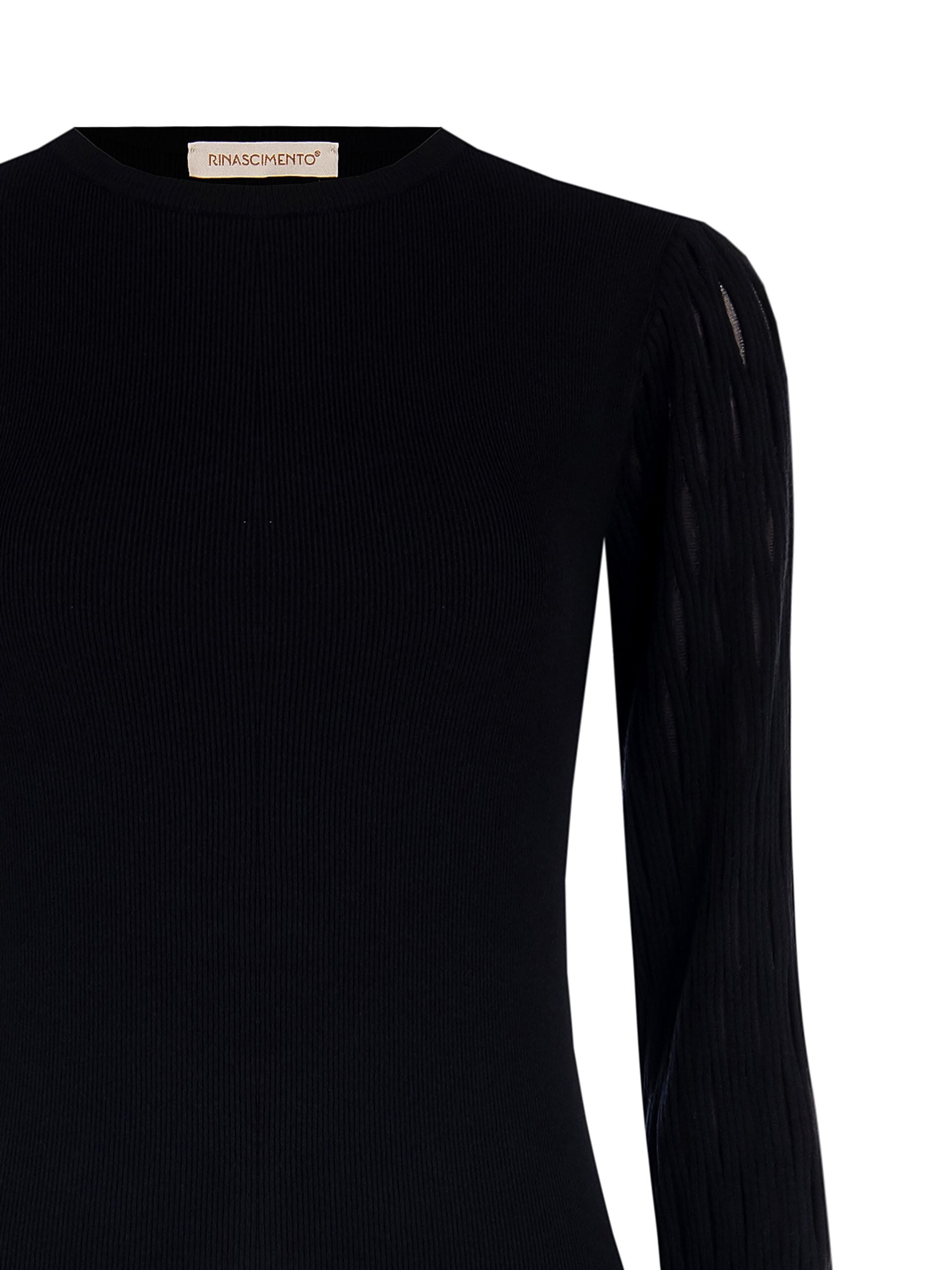 Maglione Aderente Con Maniche Traforate E Tulle Rinascimento