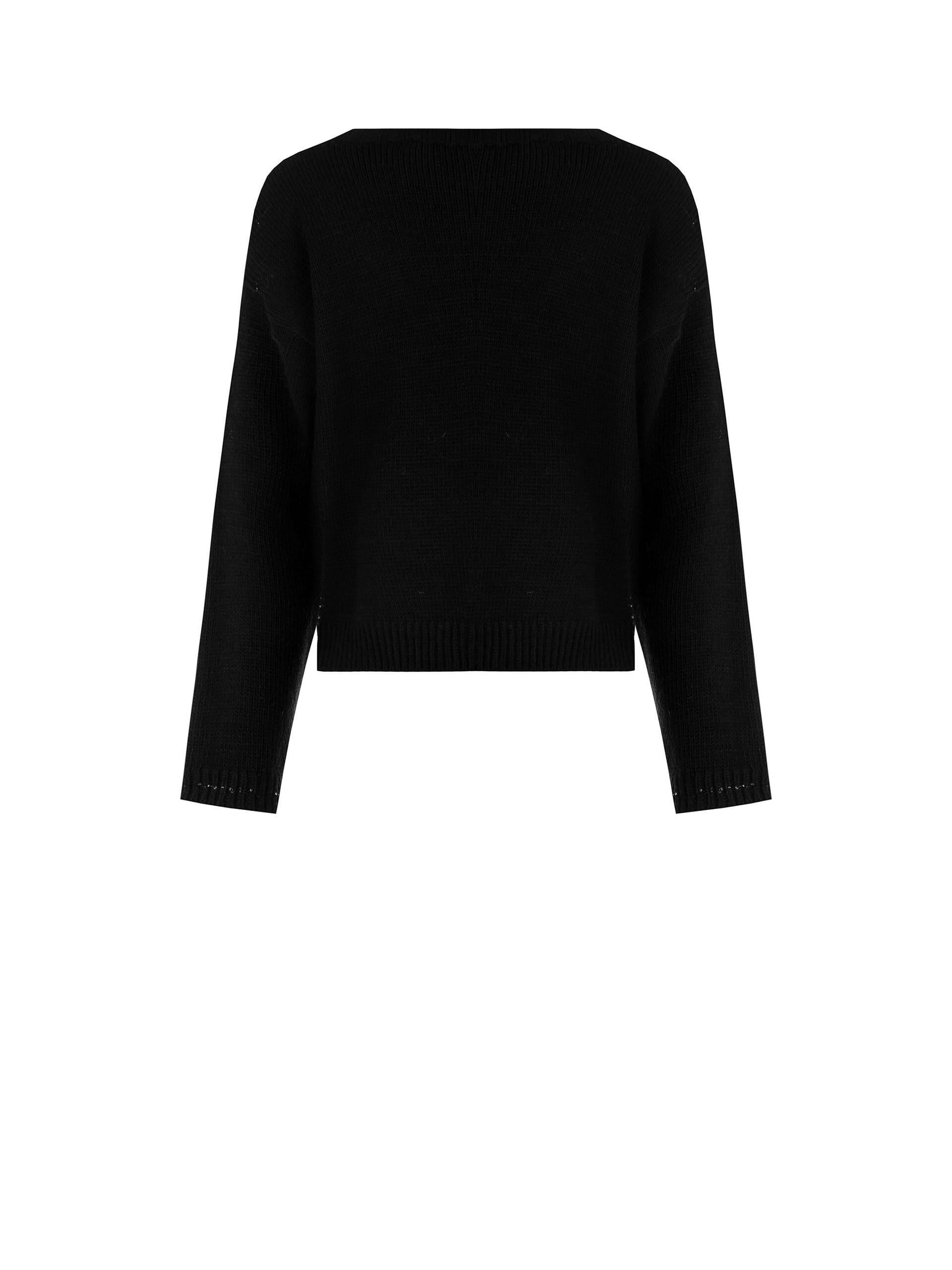 Maglione Corto Con Righe Traforate E Paillettes Applicate Rinascimento