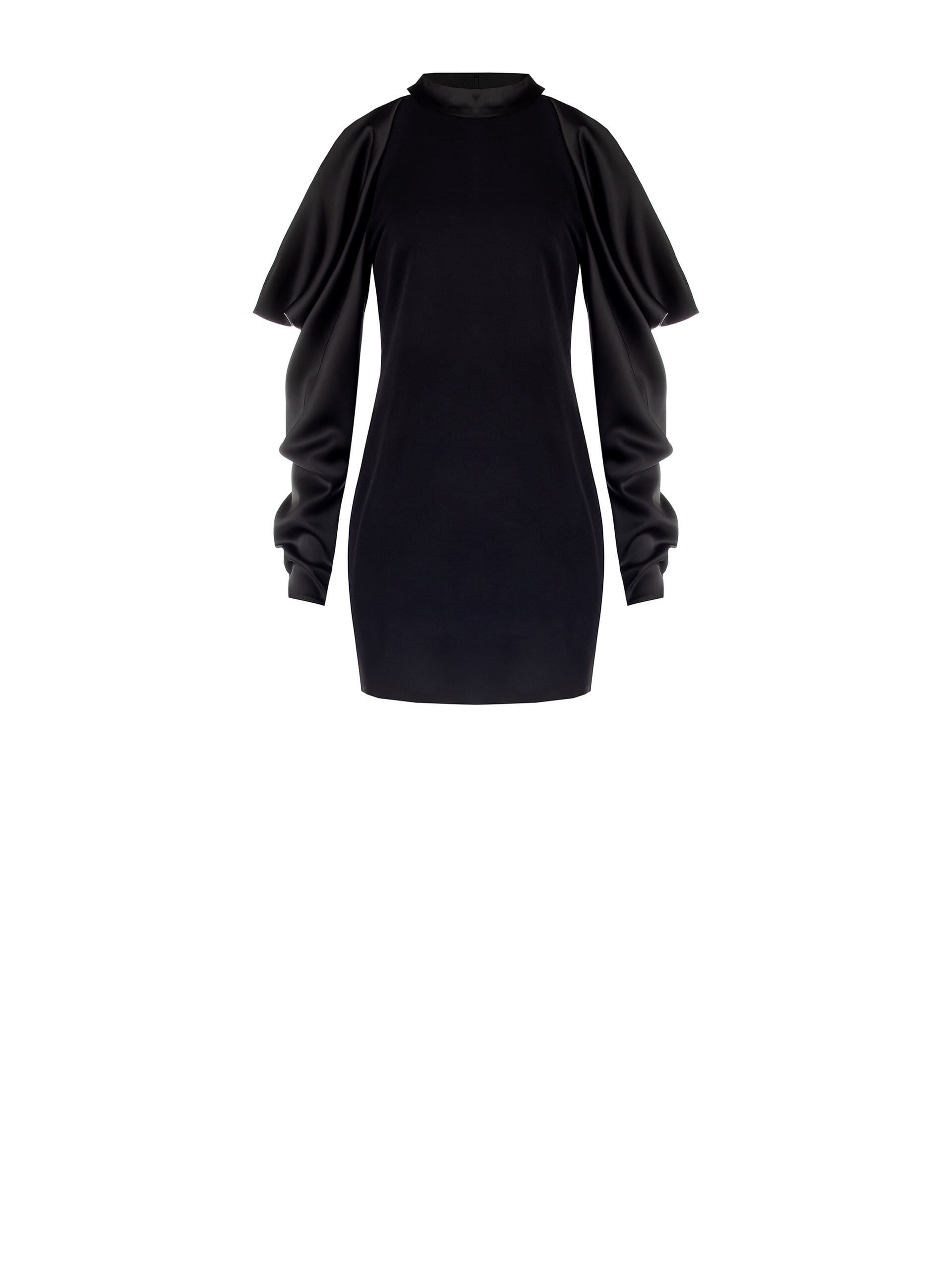 Abito Corto A Tubino In Scuba Crepe Con Maxi Maniche In Raso Rinascimento