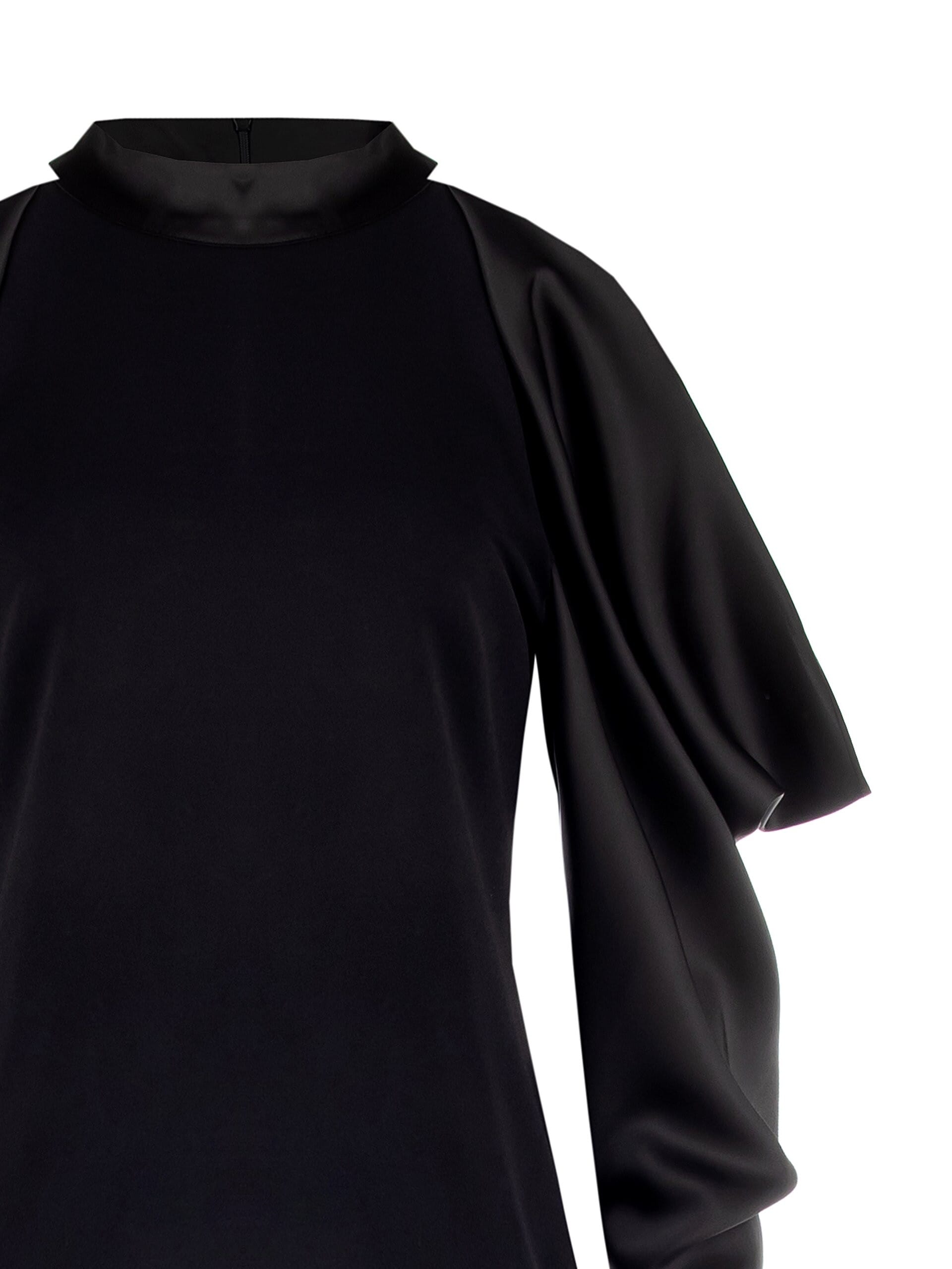 Abito Corto A Tubino In Scuba Crepe Con Maxi Maniche In Raso Rinascimento