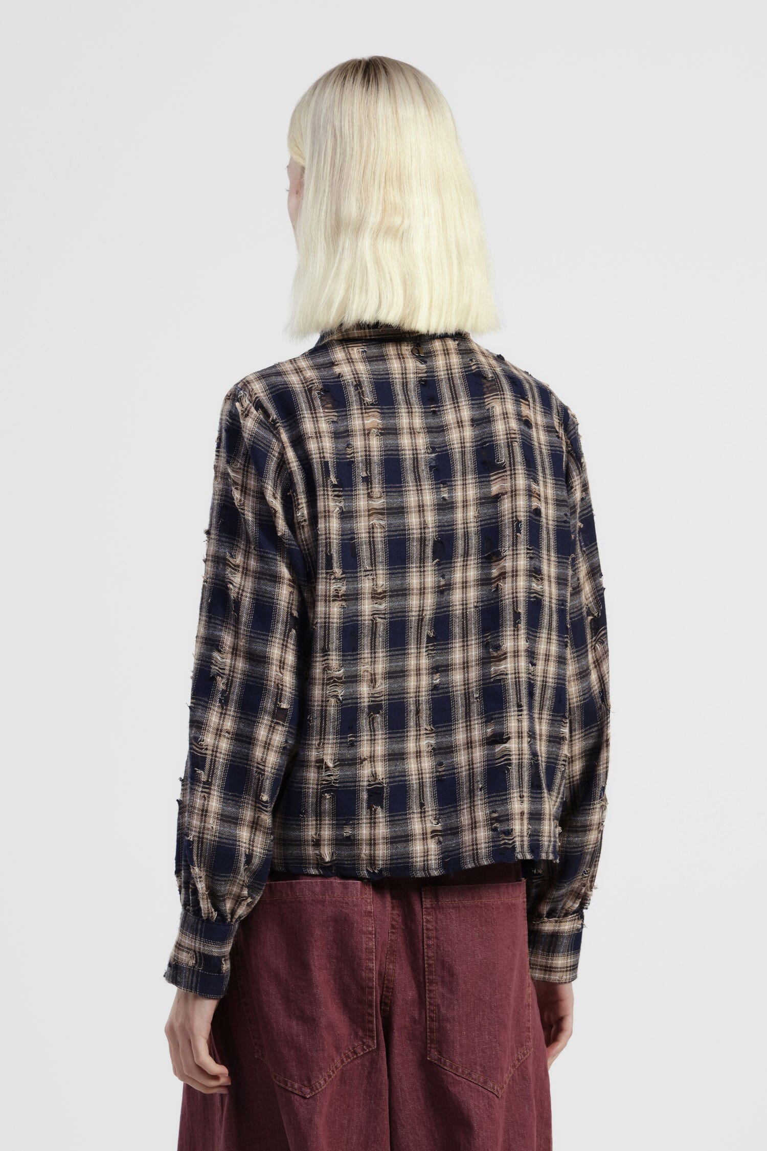 Shirt A Quadri Con Colletto Classico E Orlo Sfrangiato Dixie