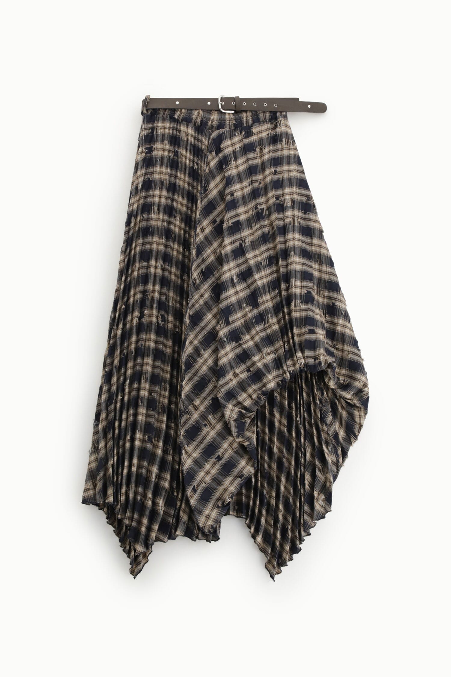 Gonna Lunga Asimmetrica A Quadri Con Cintura Dixie