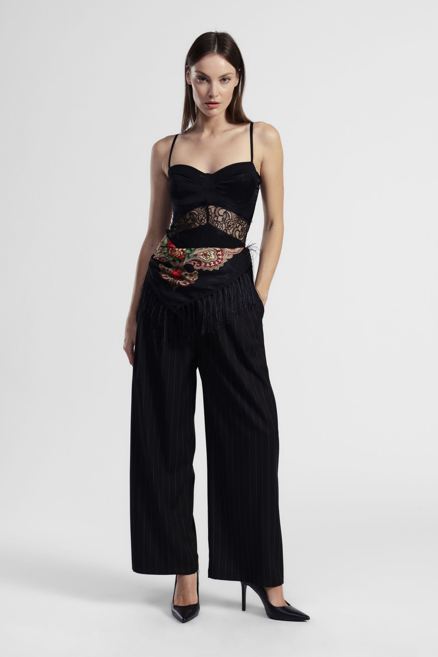 Dixie Striped Palace Trousers With Floral Scarf