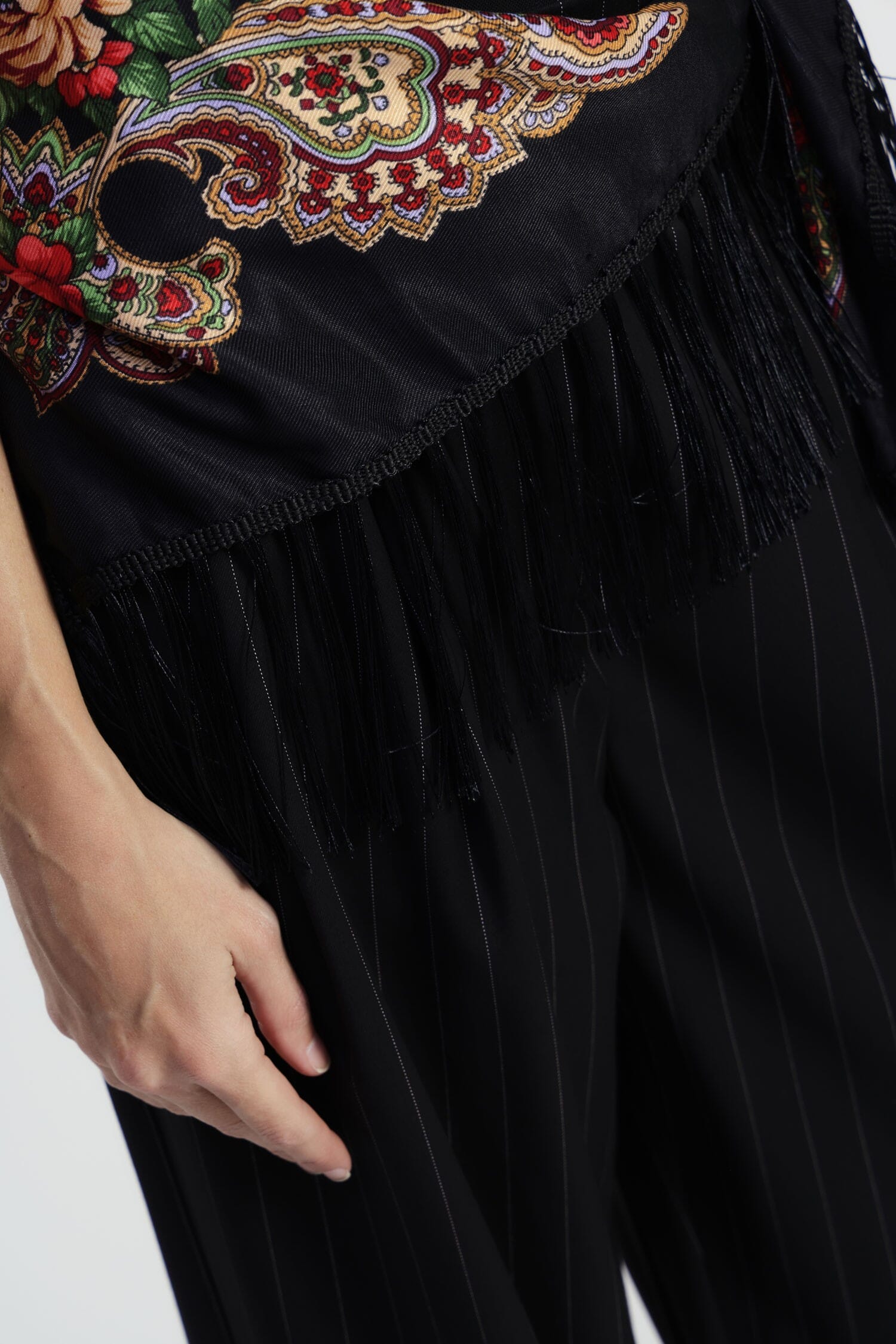 Dixie Striped Palace Trousers With Floral Scarf