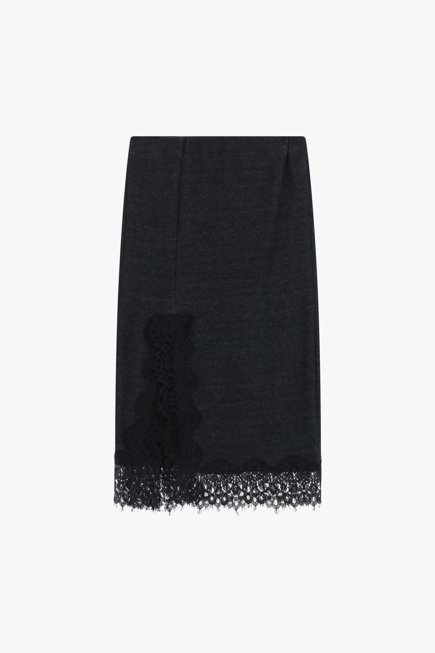 Jupe midi avec insertion de dentelle et fente Dixie