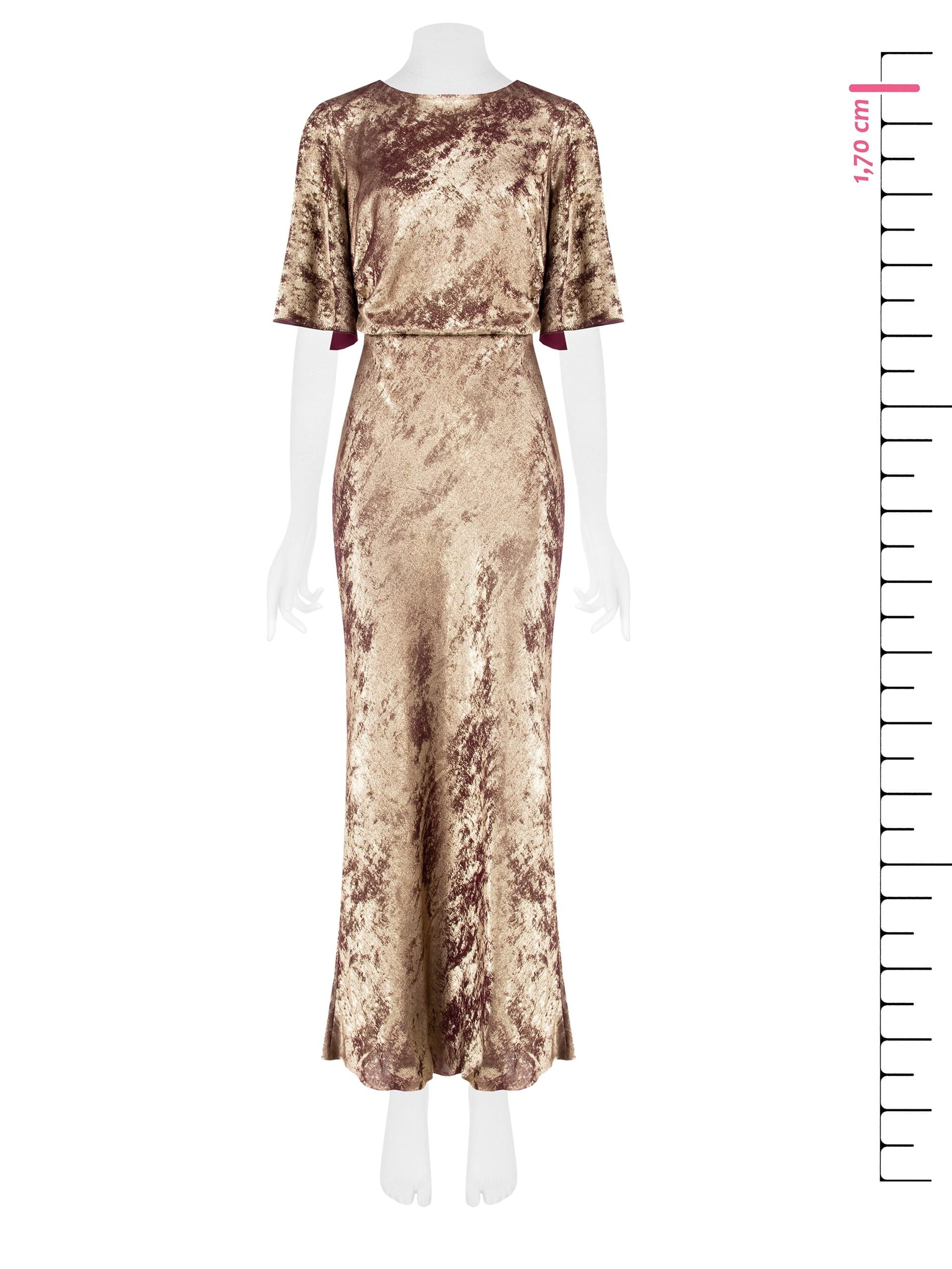 Abito Lungo Effetto Laminato Arricciato Sui Fianchi Rinascimento