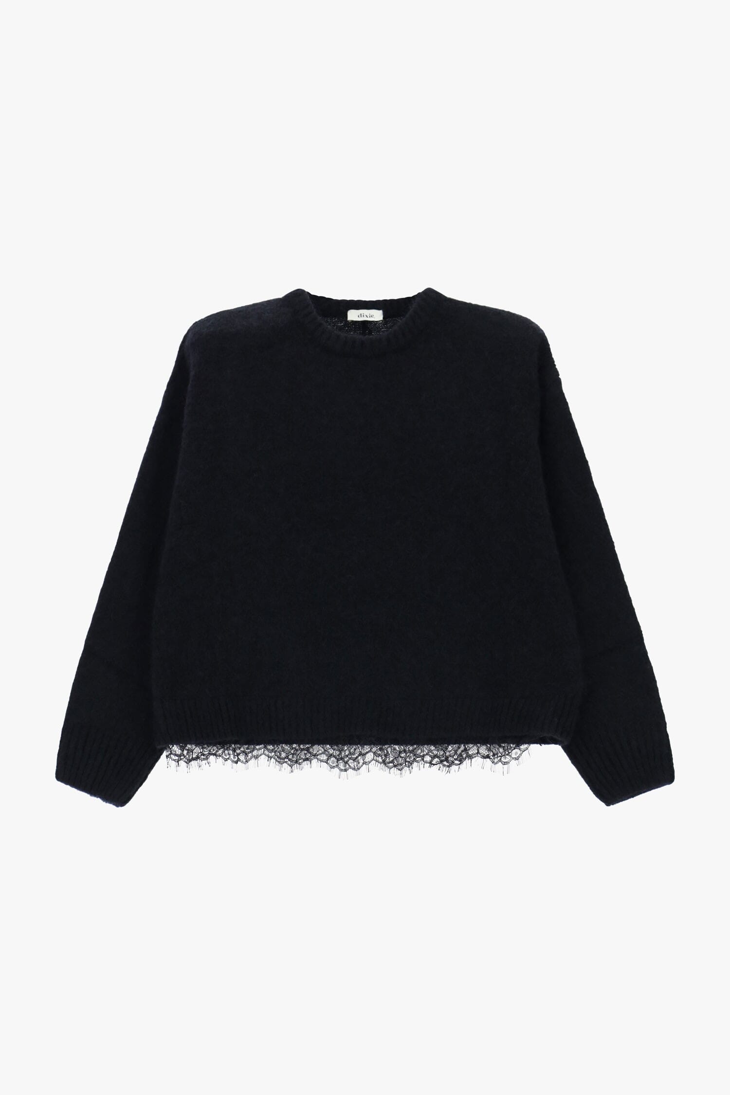 Crew Neck Sweater With Exposed Lace Trim Dixie