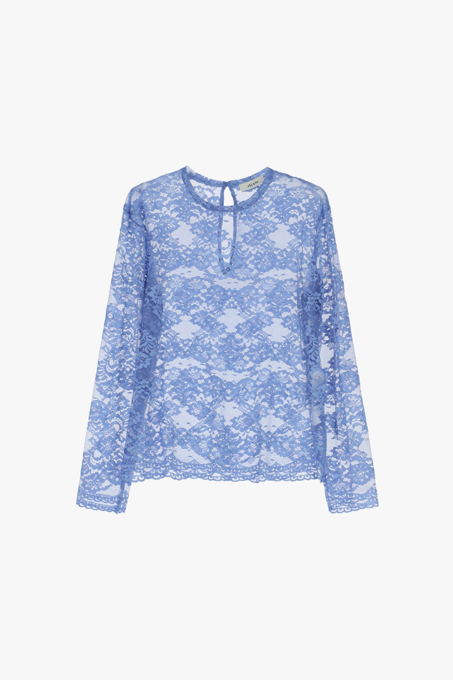 T-Shirt Maniche Lunghe In Pizzo Con Fondo Smerlato Dixie