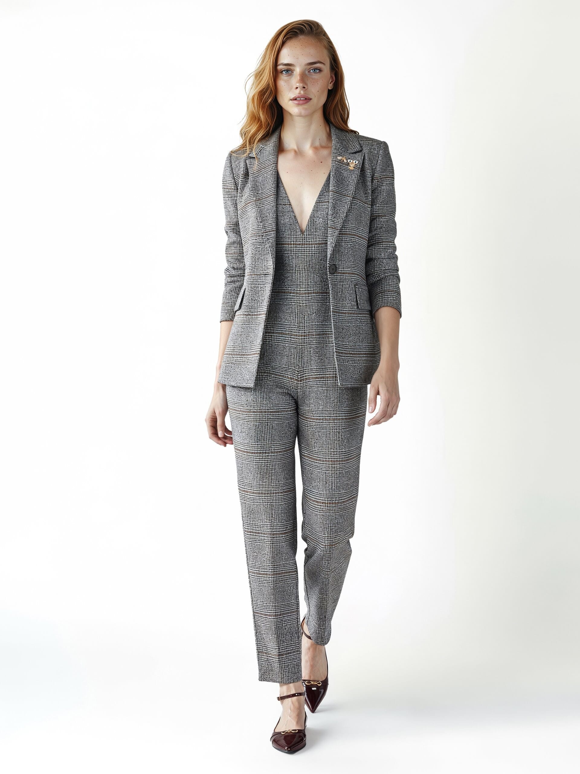 Costume une pièce droit Prince de Galles avec col en V profond Rinascimento