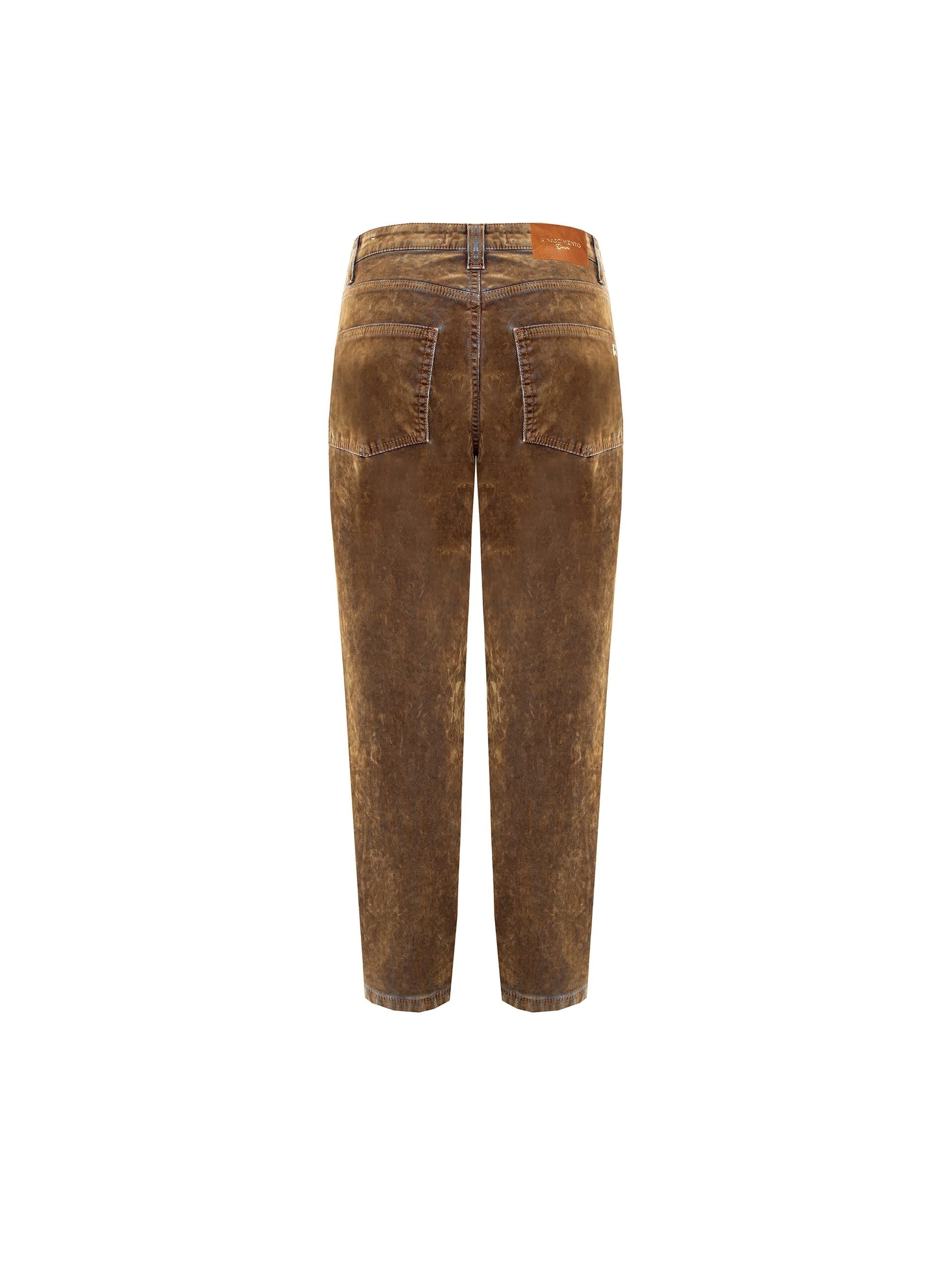 Pantaloni Dritti In Velluto Elasticizzato Effetto Denim Delavé Rinascimento