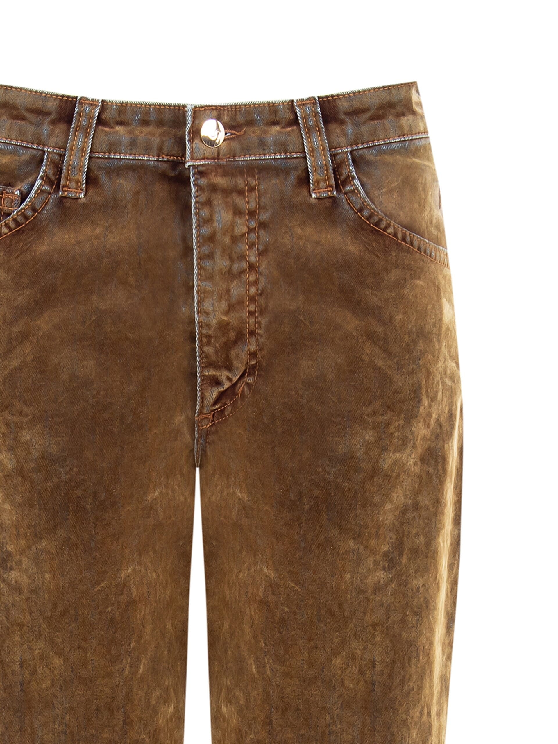 Pantaloni Dritti In Velluto Elasticizzato Effetto Denim Delavé Rinascimento