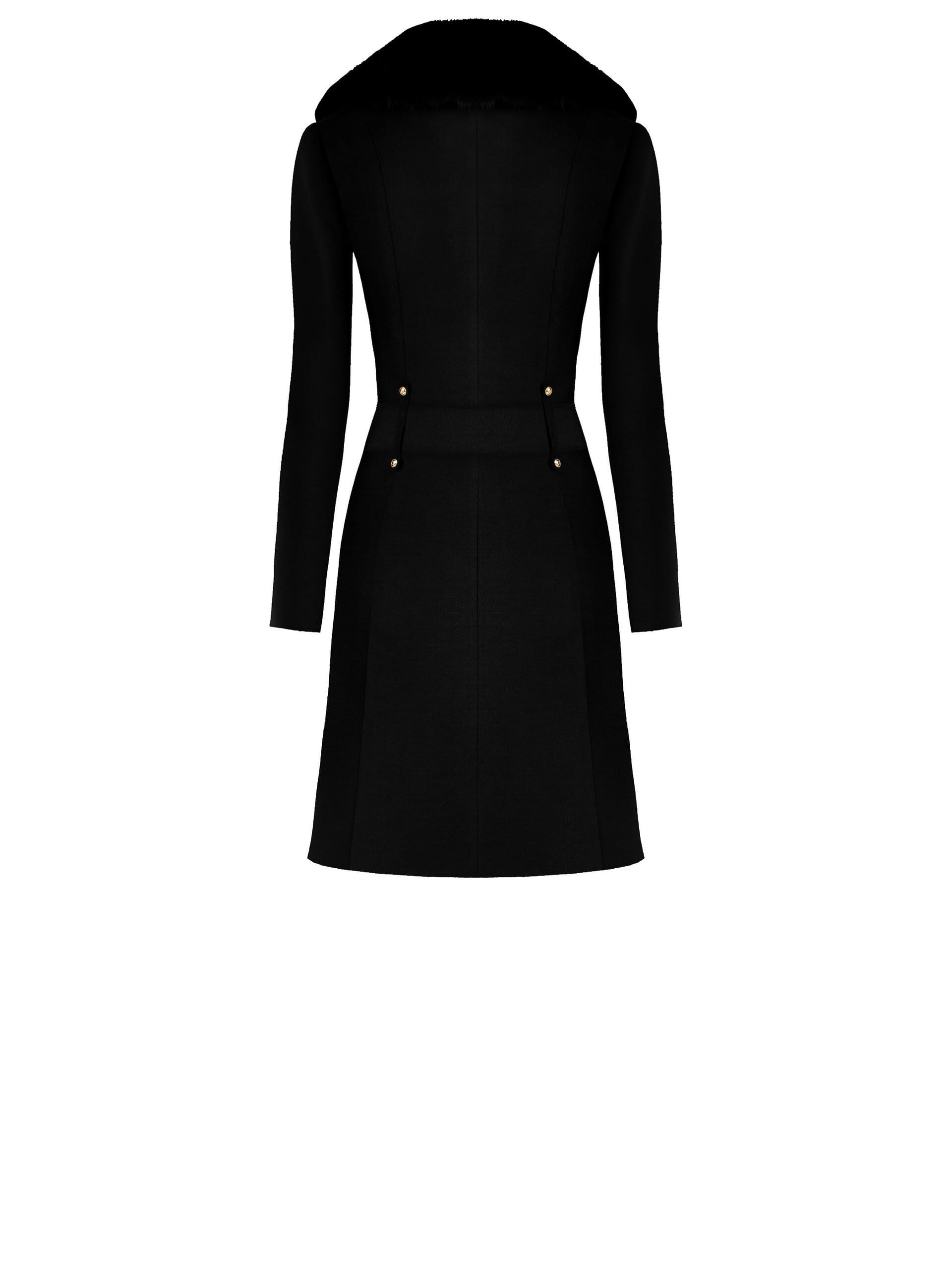 Cappotto Lungo Sfiancato In Velour Con Collo In Pelliccia Sintetica Removibile E Cintura In Similpelle Rinascimento