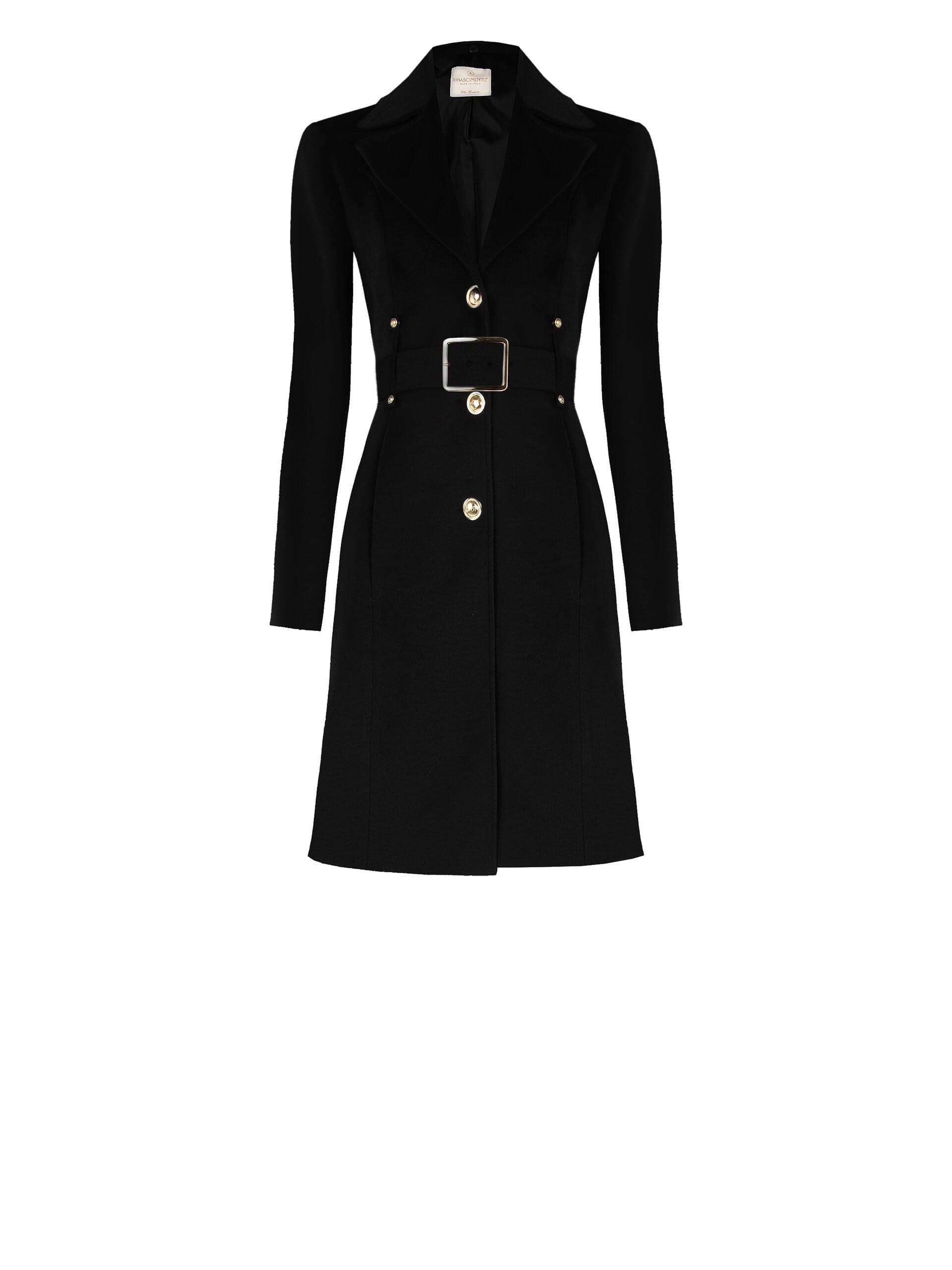 Cappotto Lungo Sfiancato In Velour Con Collo In Pelliccia Sintetica Removibile E Cintura In Similpelle Rinascimento