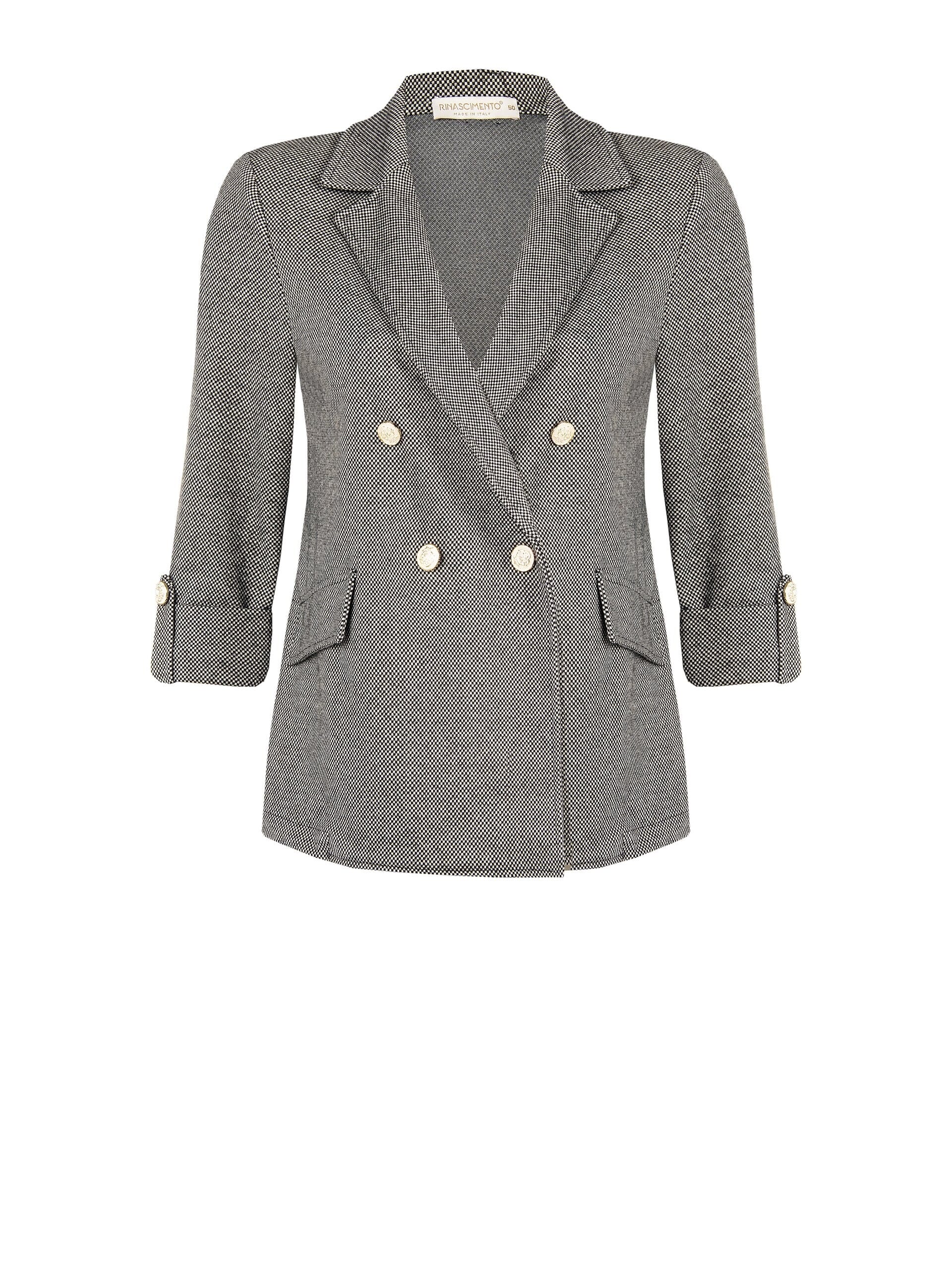 Giacca Curvy Doppiopetto In Misto Viscosa Con Risvolto E Bottone Dorato Sulle Maniche Rinascimento Curvy